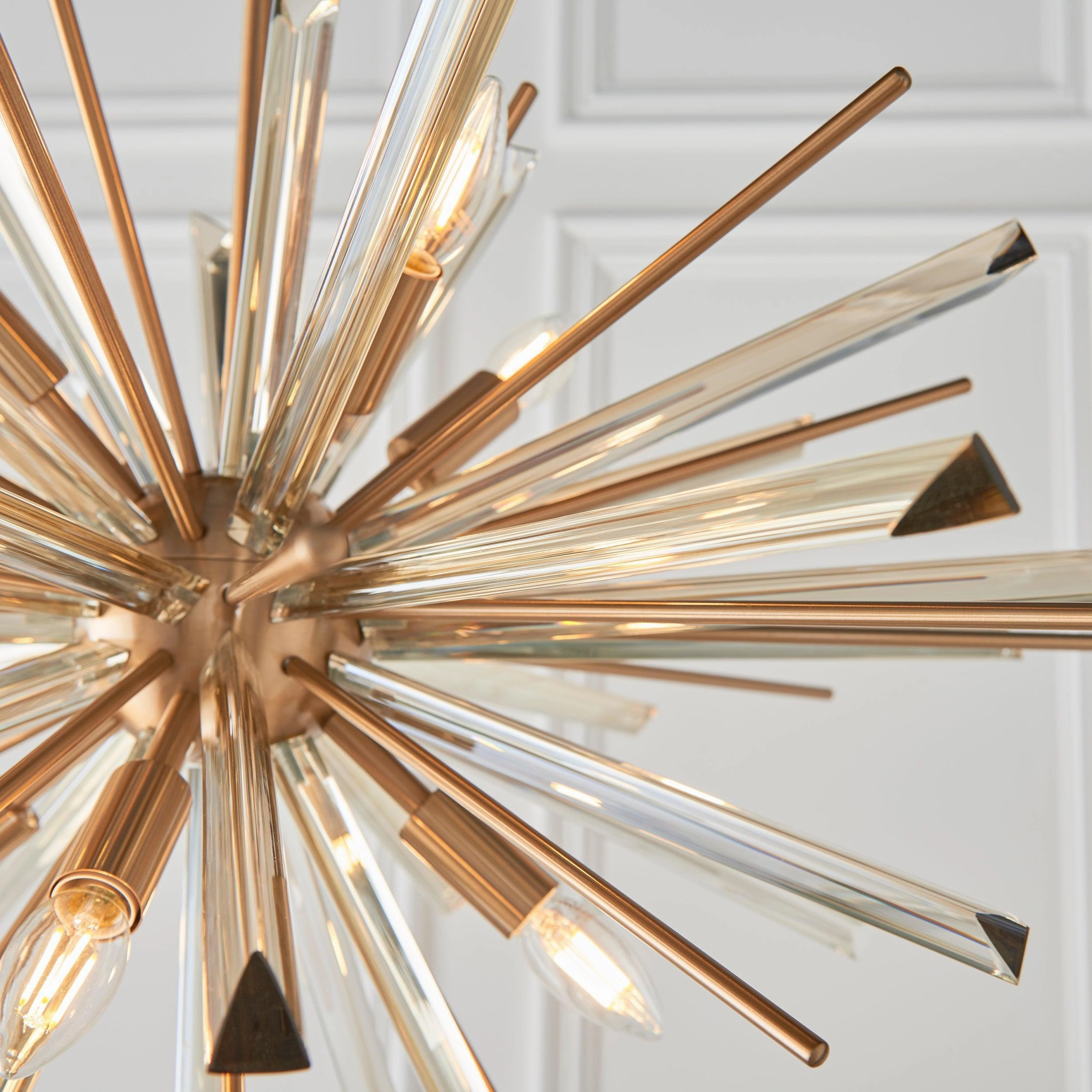 Helios Large 8 Light Antique Brass & Prism Glass Pendant