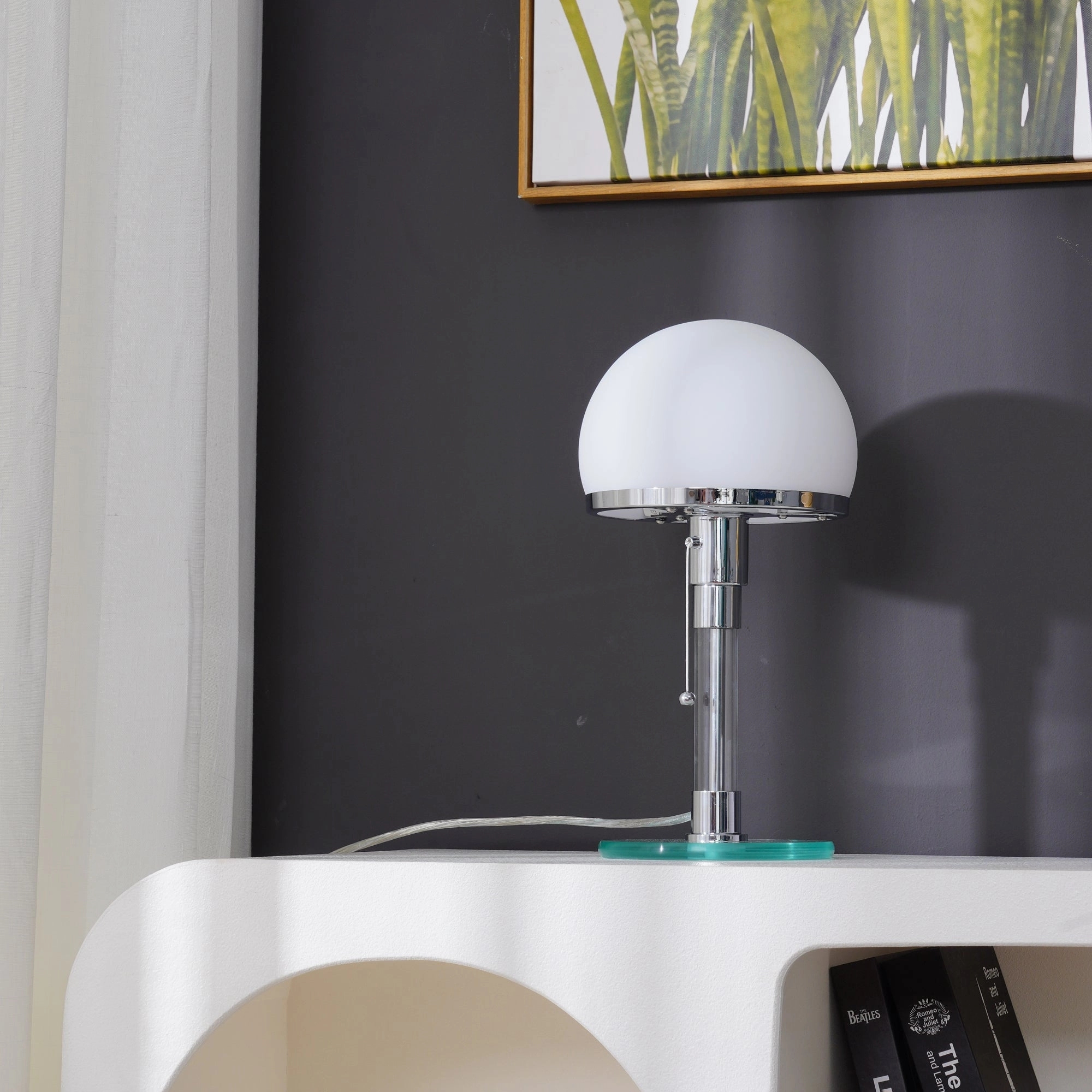 Hemispherical Chrome Table Lamp