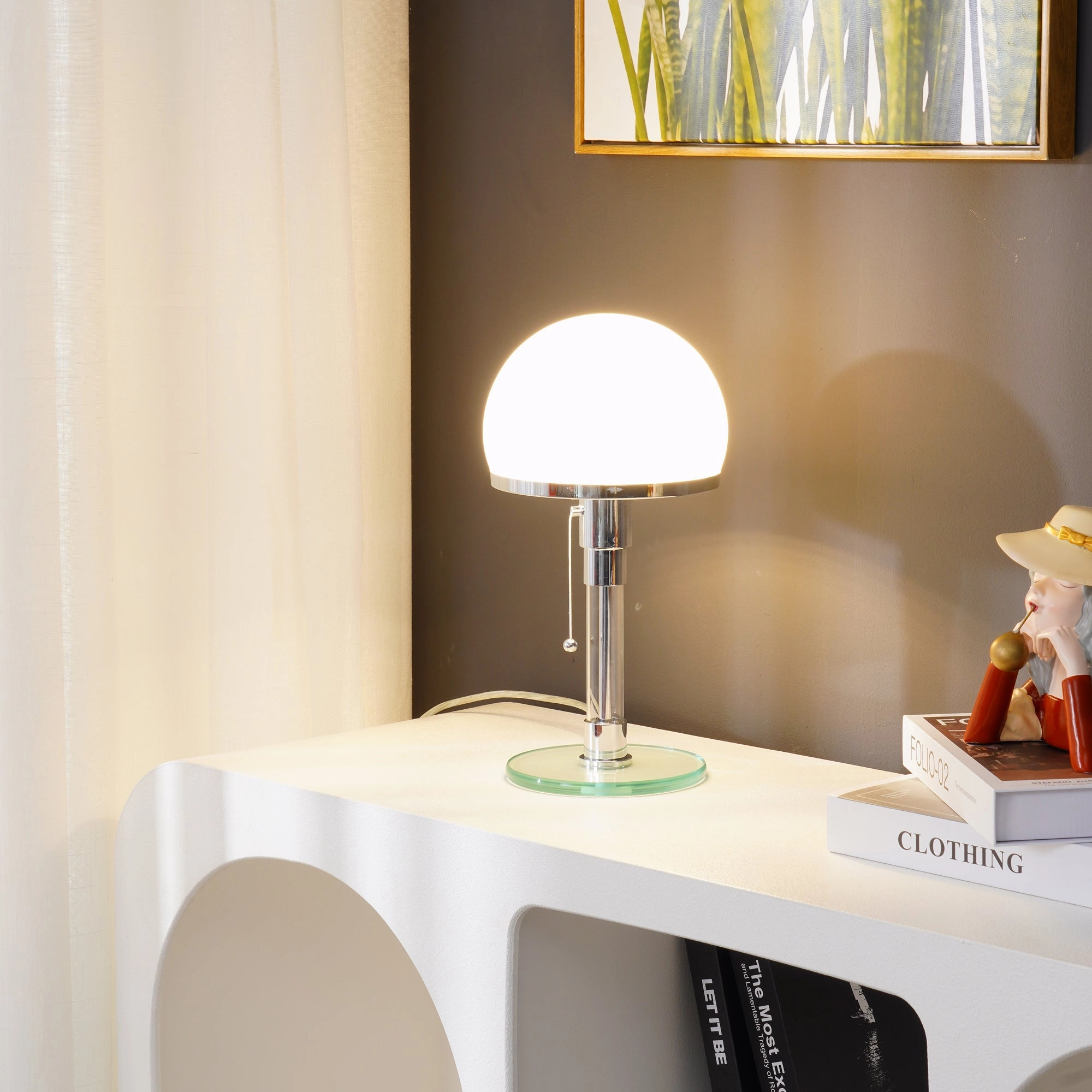 Hemispherical Chrome Table Lamp