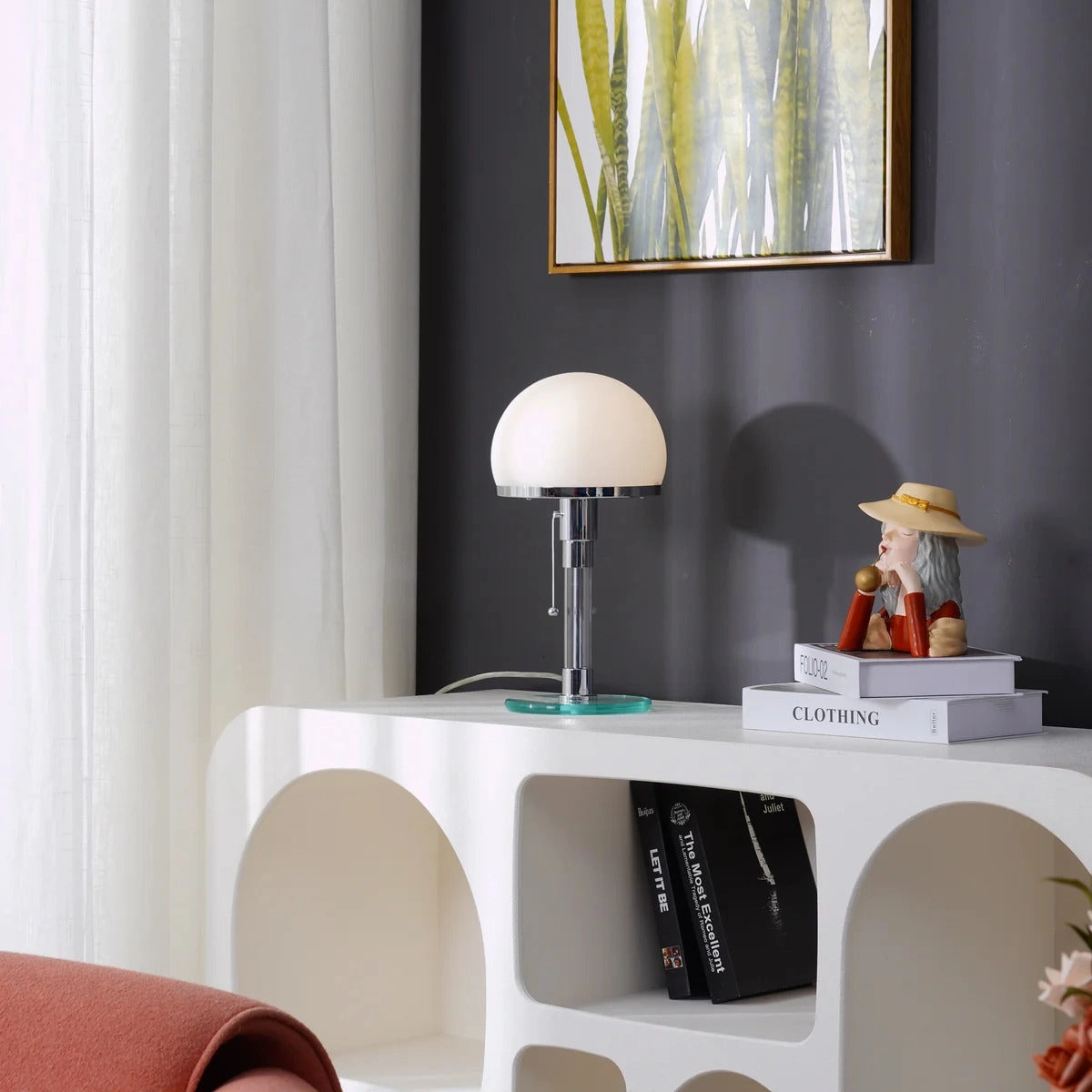 Hemispherical Chrome Table Lamp