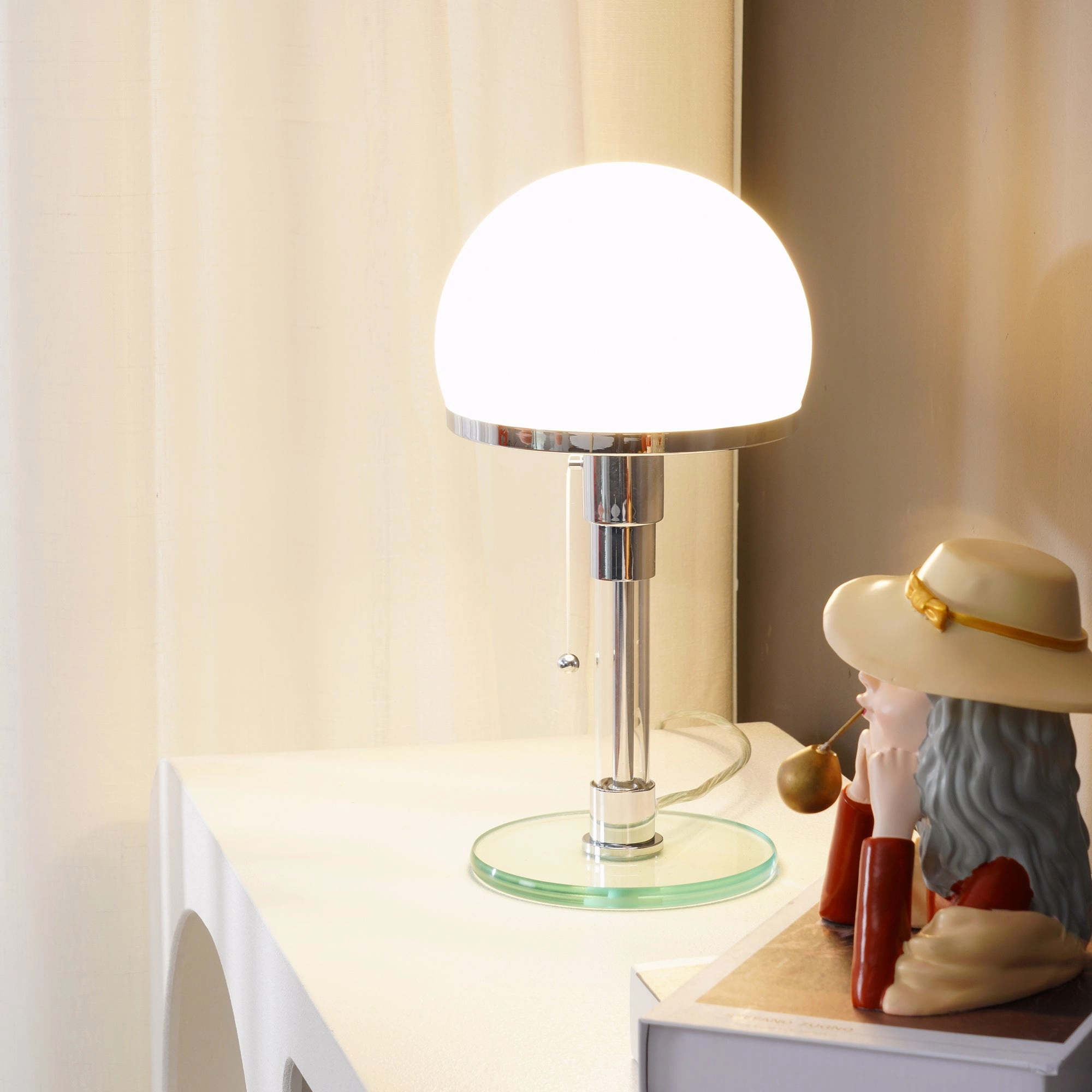 Hemispherical Chrome Table Lamp