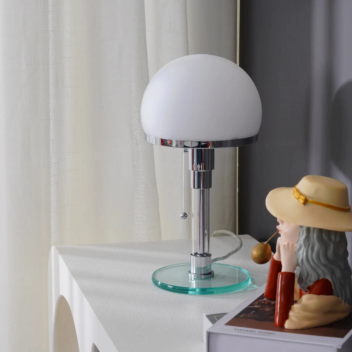 Hemispherical Chrome Table Lamp