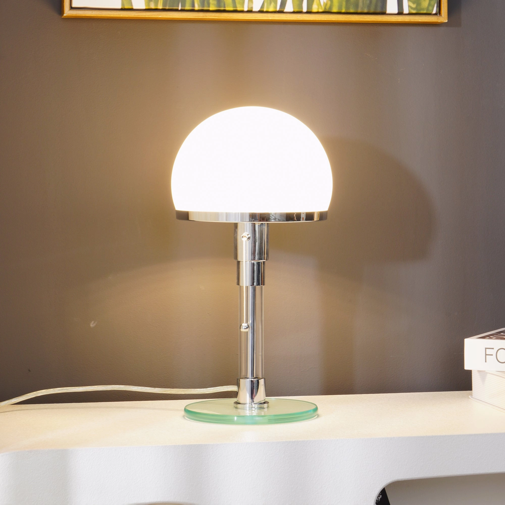 Hemispherical Chrome Table Lamp