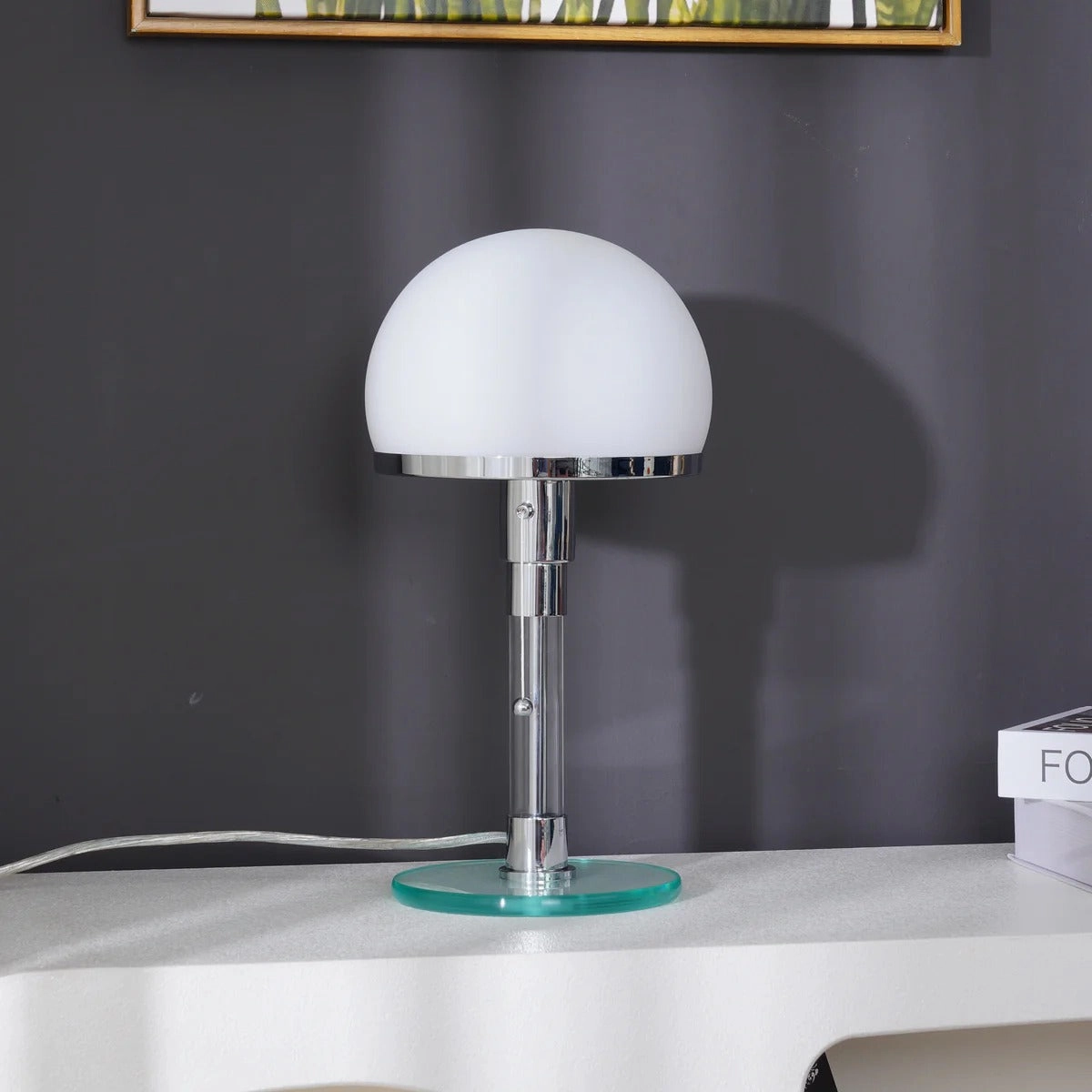 Hemispherical Chrome Table Lamp