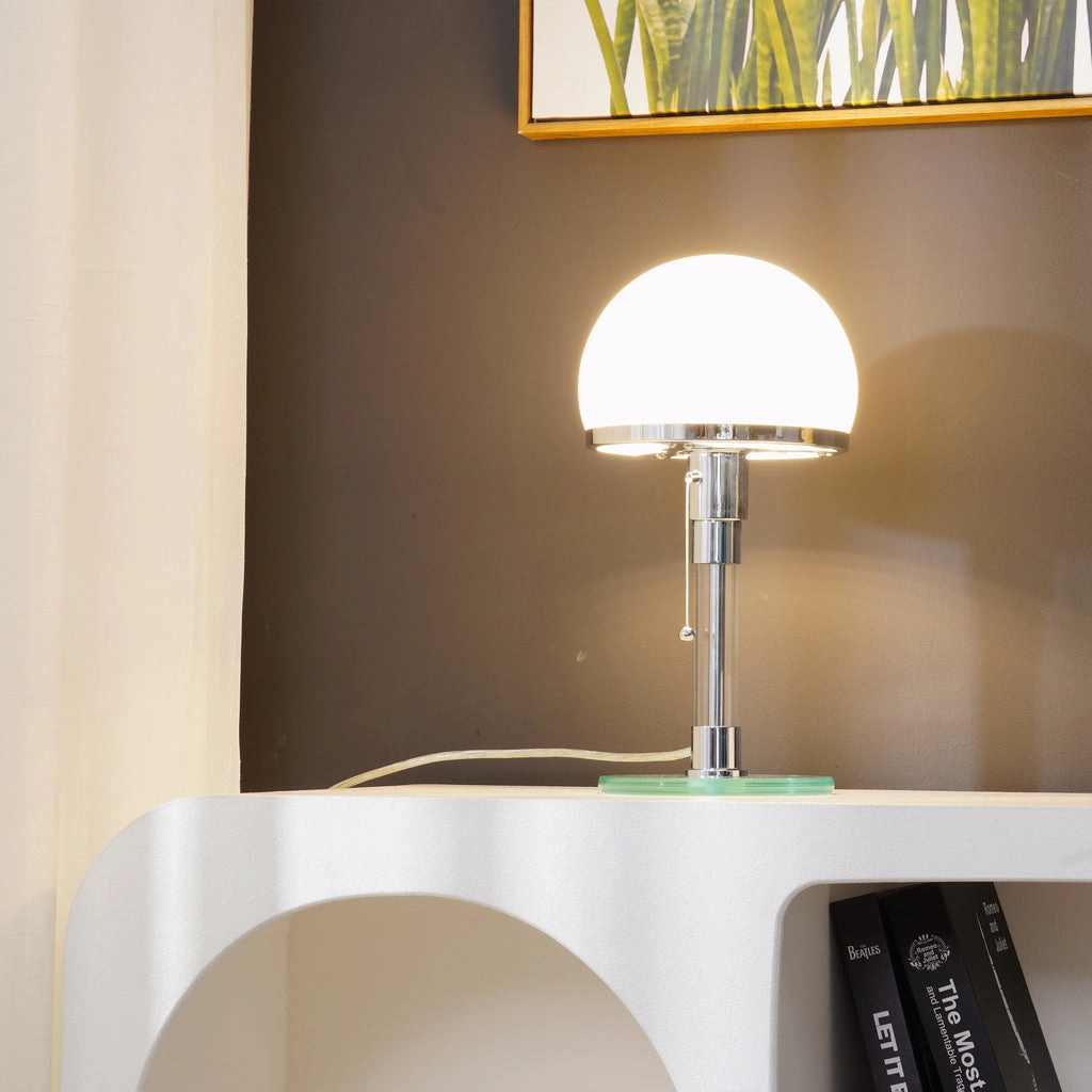 Hemispherical Chrome Table Lamp