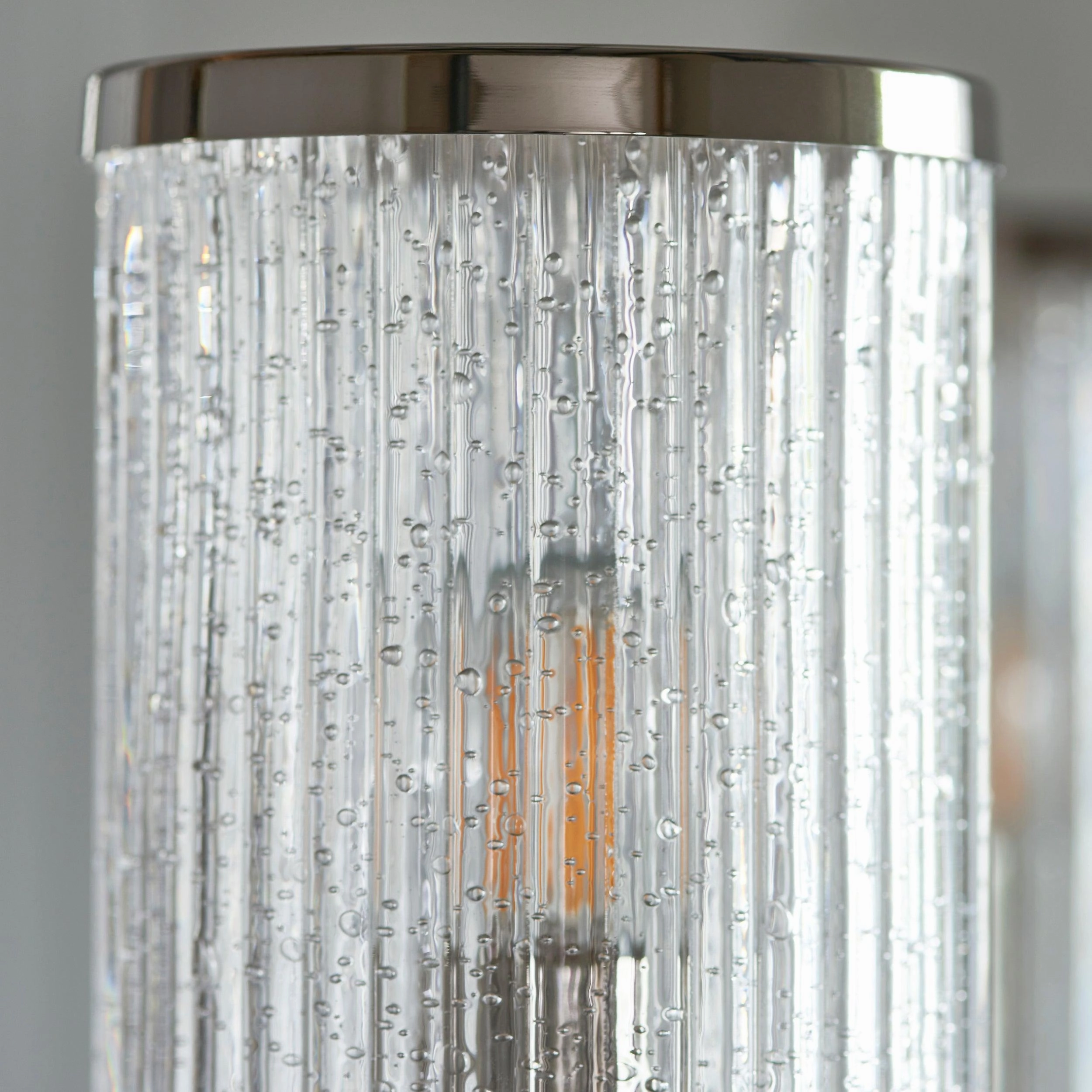 Henbury 5 Light Nickel & Ribbed Glass Shades Pendant