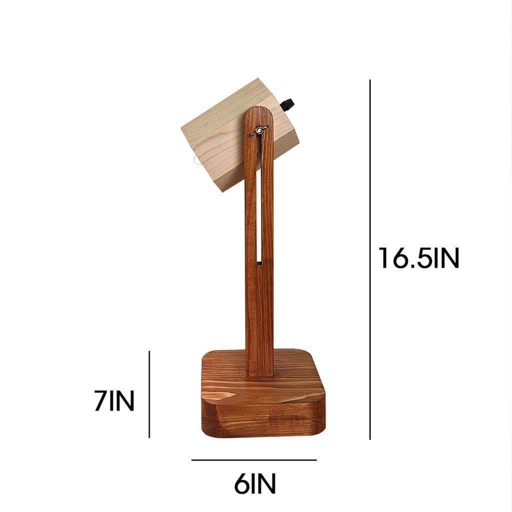 Hexspot Brown Wooden Table Lamp with Beige Wooden Lampshade (BULB NOT INCLUDED)