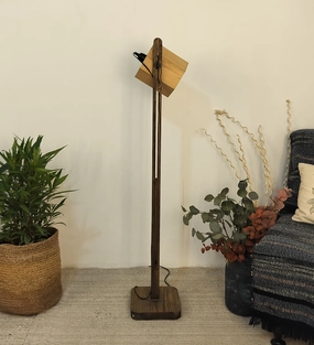 HexSpot Wooden Floor Lamp with Beige  Base and Red Wooden Lampshade (BULB NOT INCLUDED) creative lampshade design