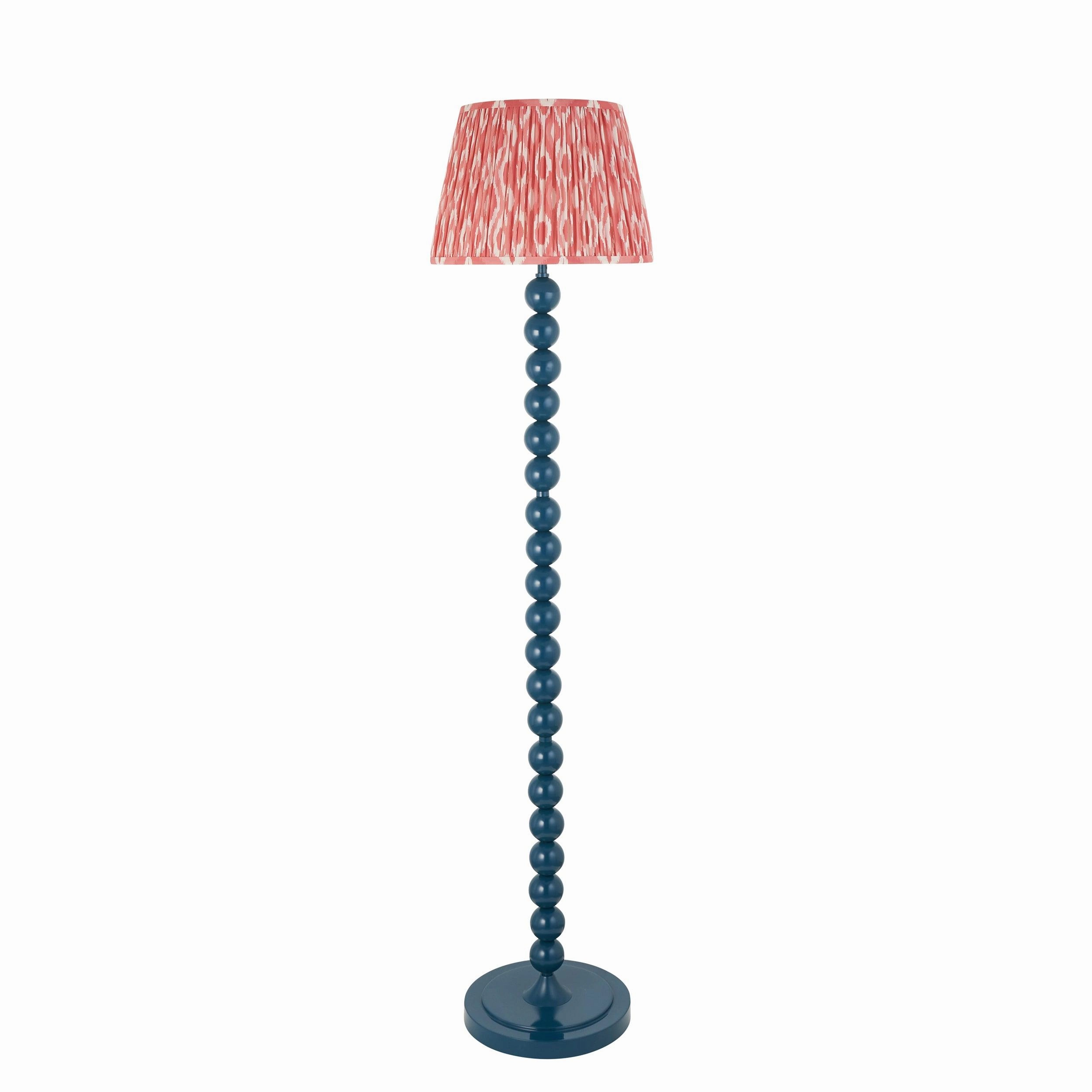 Higgledy Almond White Floor Lamp & Ikat 35cm Coral Pink Shade
