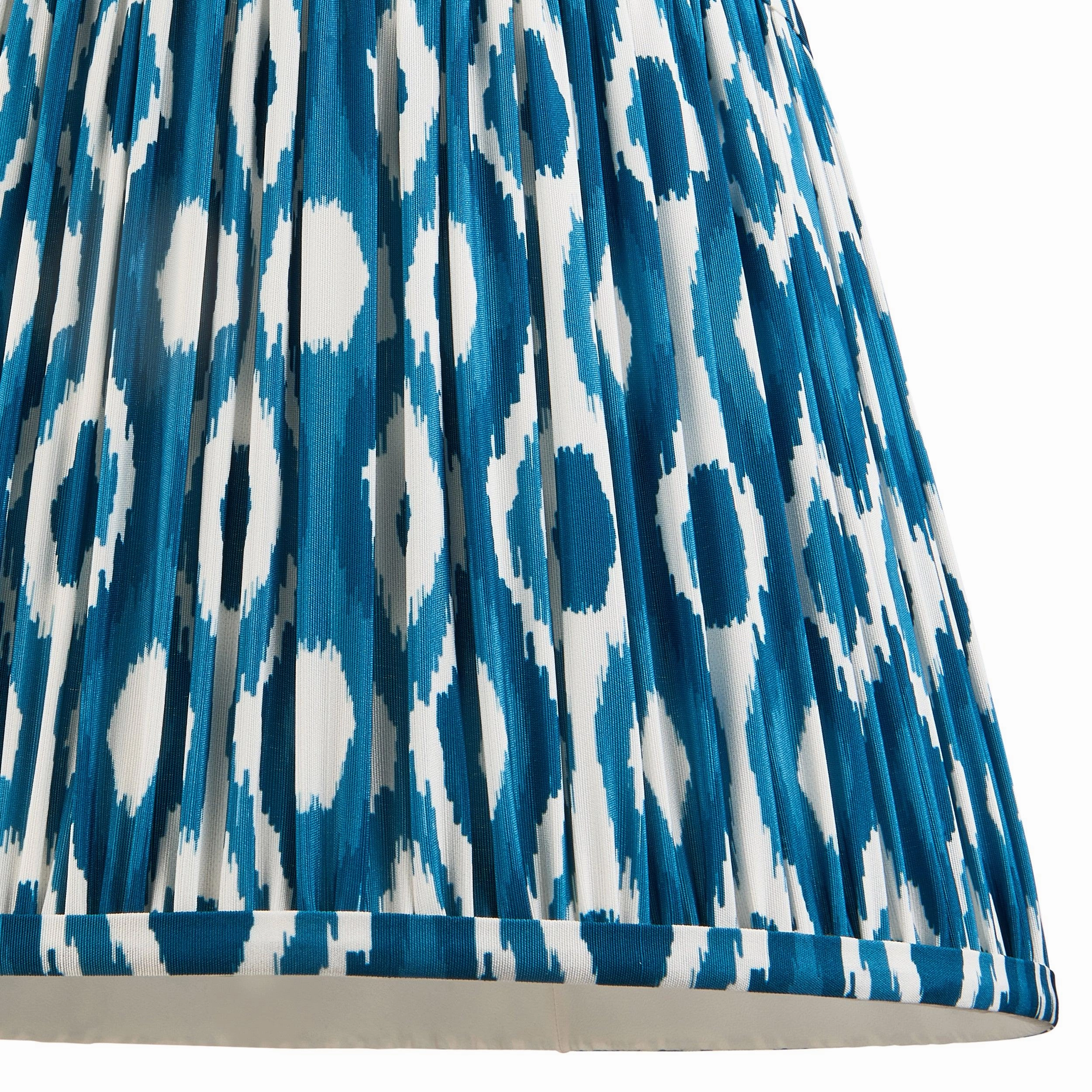 Higgledy Almond White Floor Lamp & Ikat 35cm Marlin Blue Shade