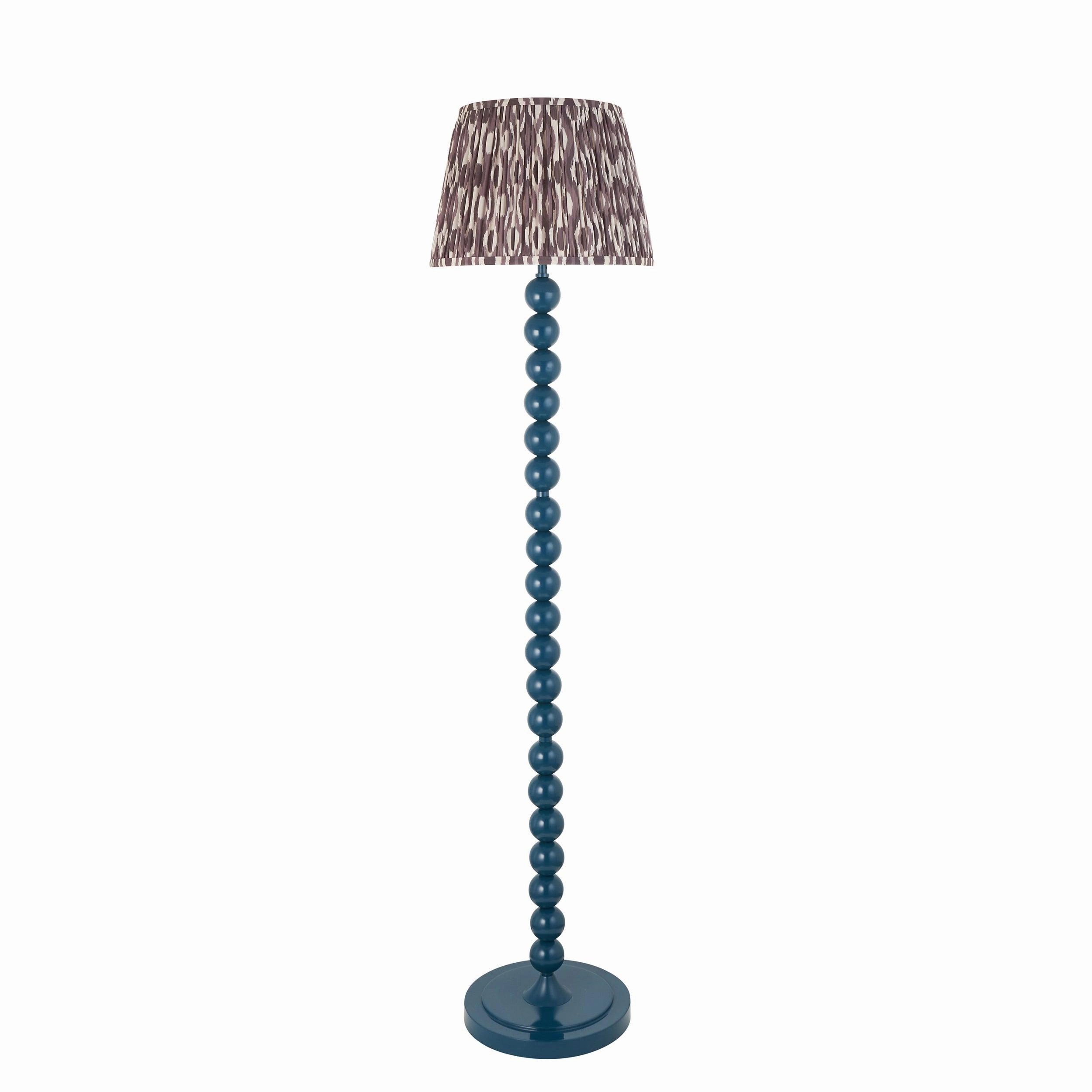 Higgledy Almond White Floor Lamp & Ikat 35cm Pearl Grey Shade