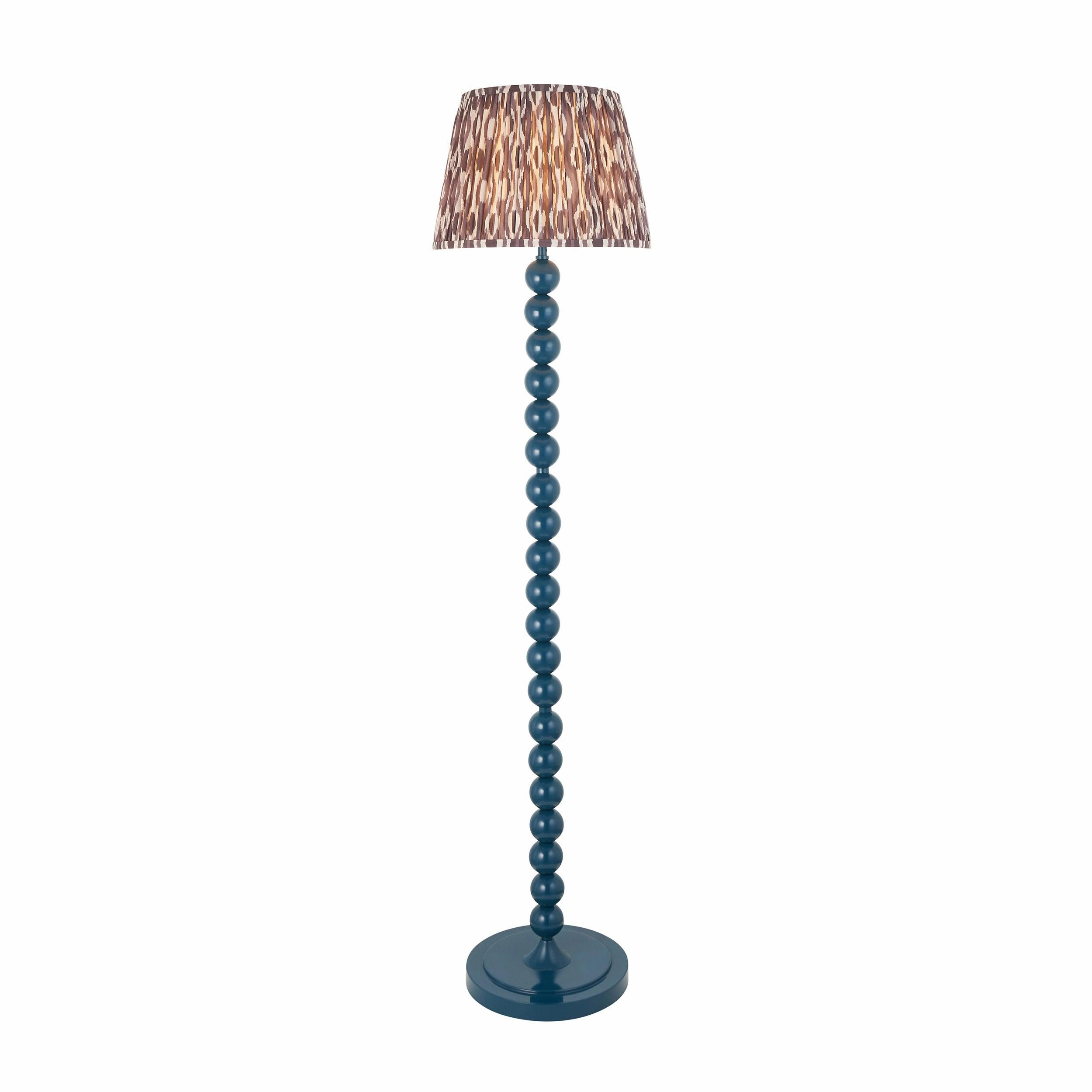 Higgledy Almond White Floor Lamp & Ikat 35cm Pearl Grey Shade