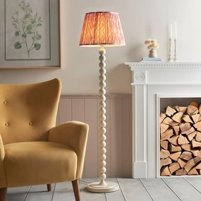 Higgledy Almond White Floor Lamp & Ikat 40cm Coral Pink Shade creative lampshade design