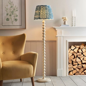 Higgledy Almond White Floor Lamp & Ikat 40cm Marlin Blue Shade creative lampshade design