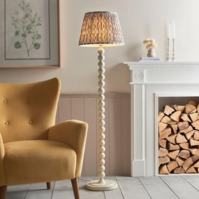 Higgledy Almond White Floor Lamp & Ikat 40cm Pearl Grey Shade creative lampshade design
