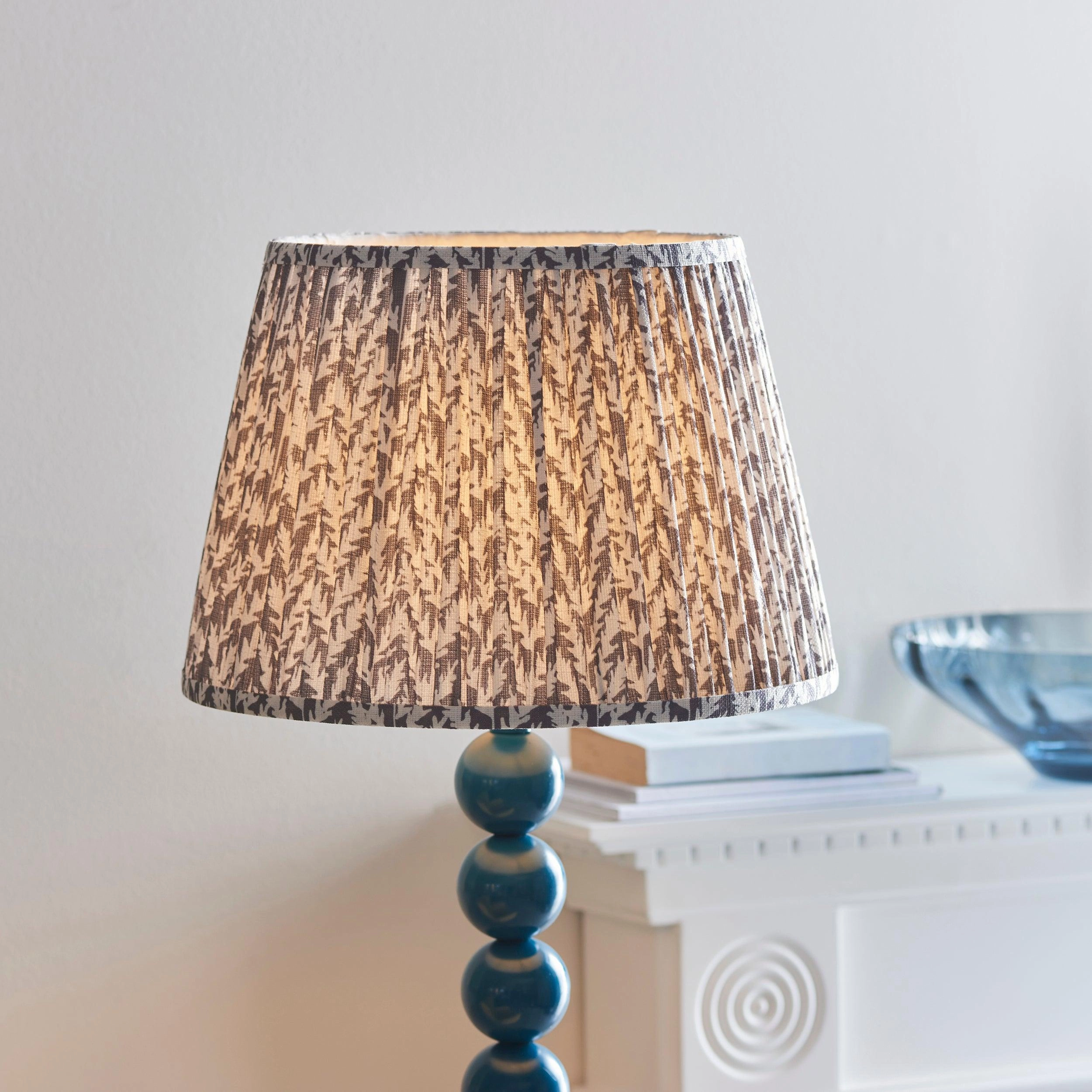 Higgledy Almond White Floor Lamp & Leaf 35cm Pearl Grey Shade