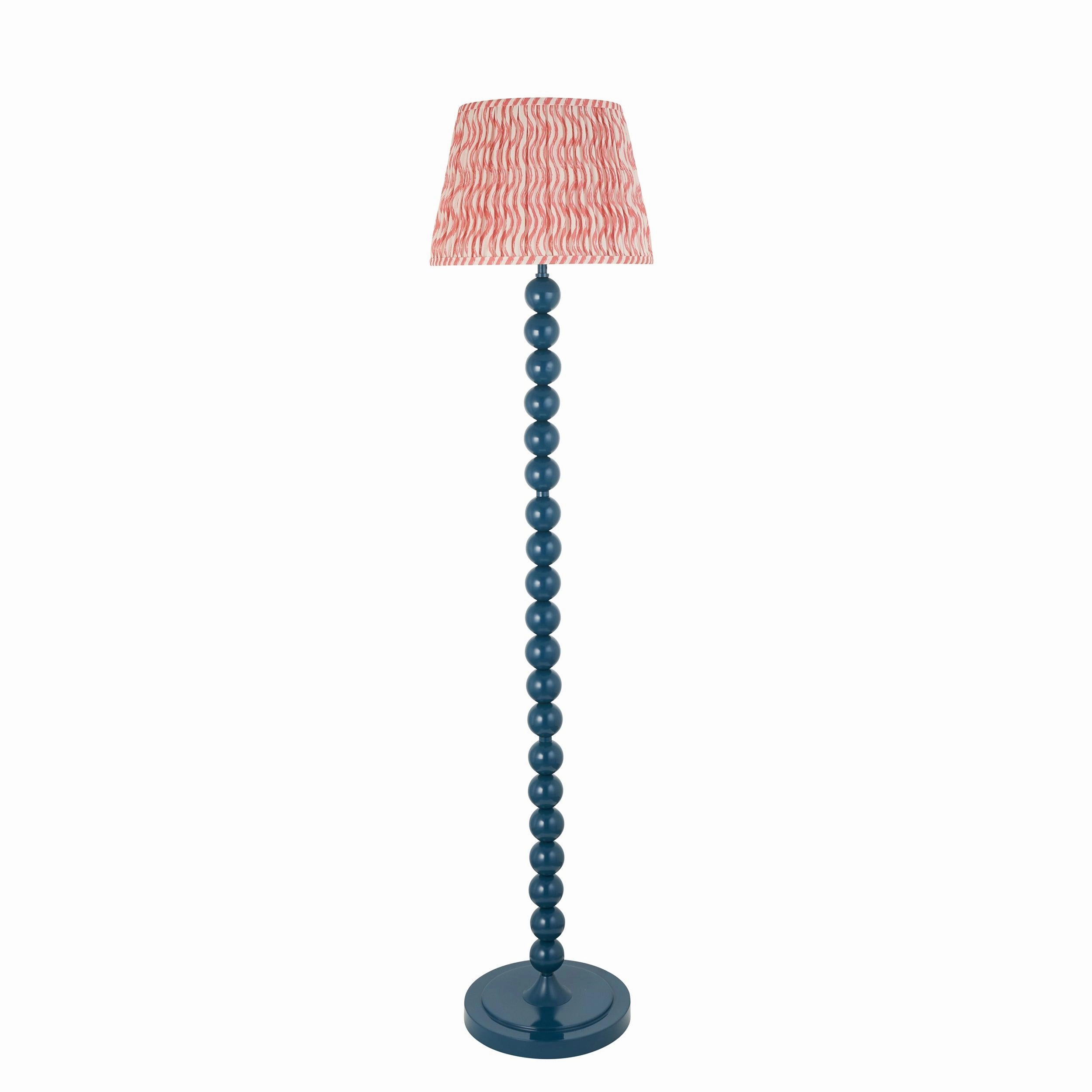 Higgledy Almond White Floor Lamp & Ripple 35cm Coral Pink Shade