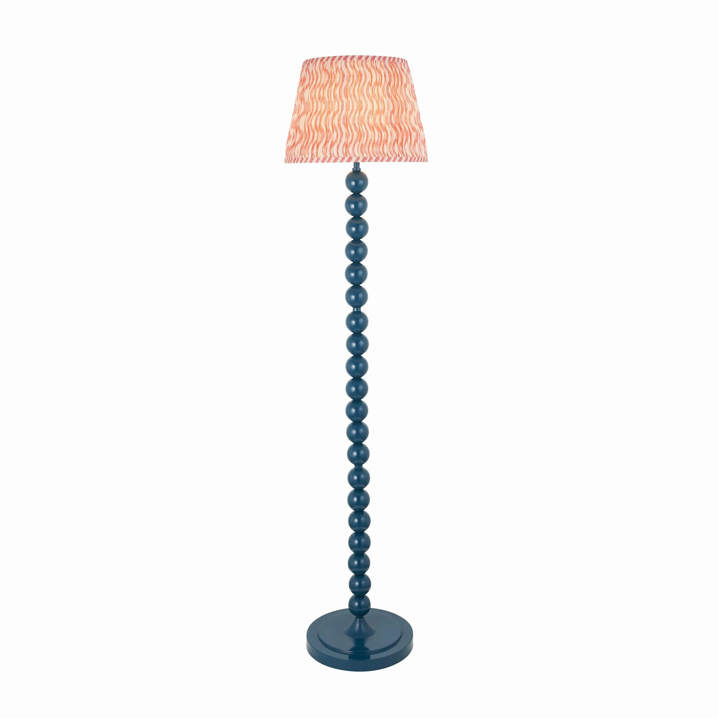 Higgledy Almond White Floor Lamp & Ripple 35cm Coral Pink Shade