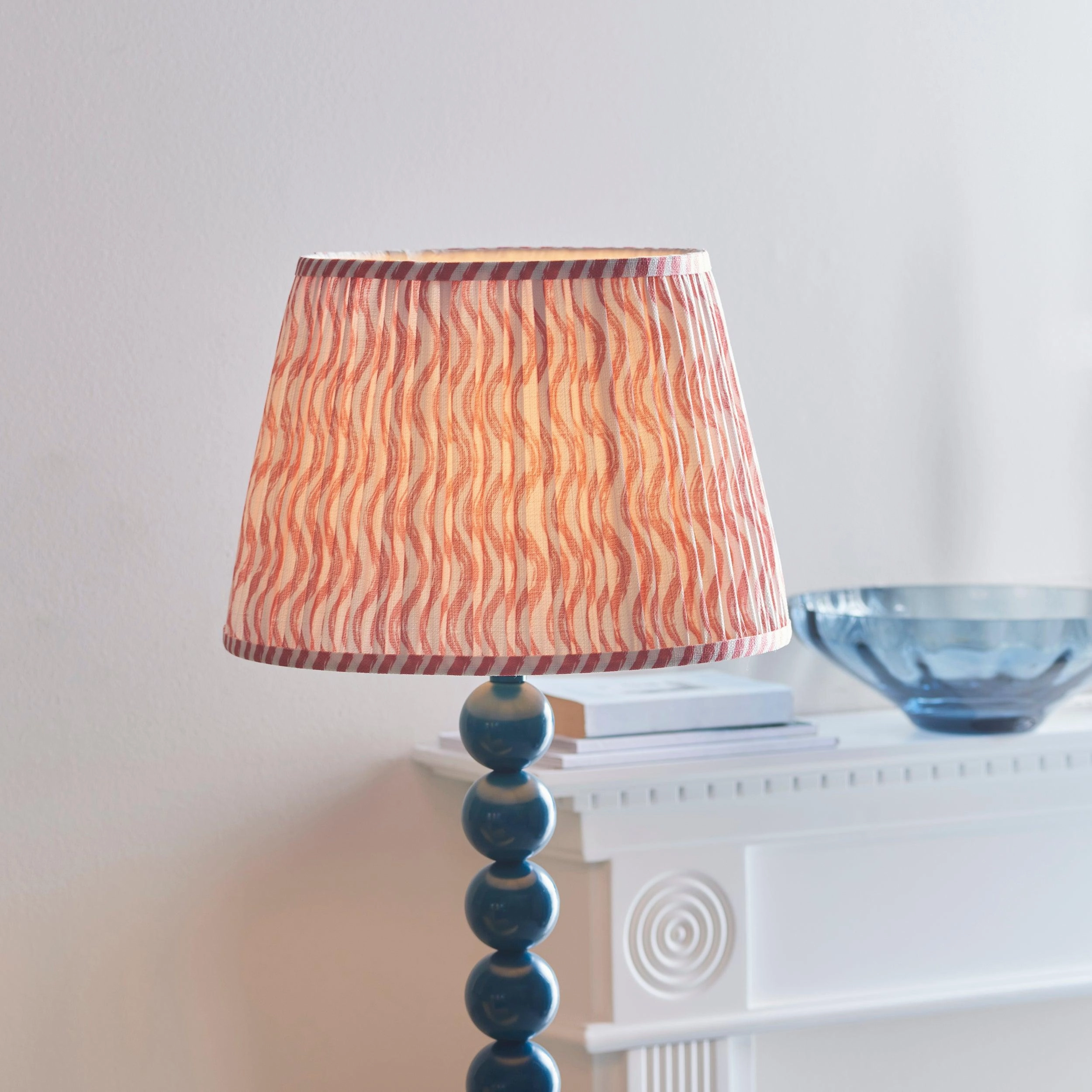 Higgledy Almond White Floor Lamp & Ripple 35cm Coral Pink Shade