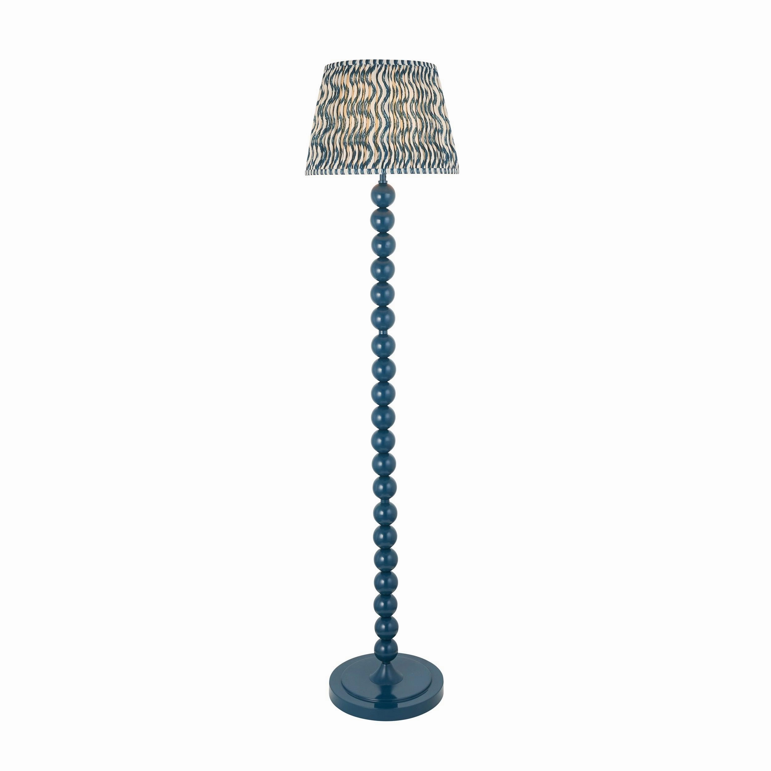 Higgledy Almond White Floor Lamp & Ripple 35cm Marlin Blue Shade