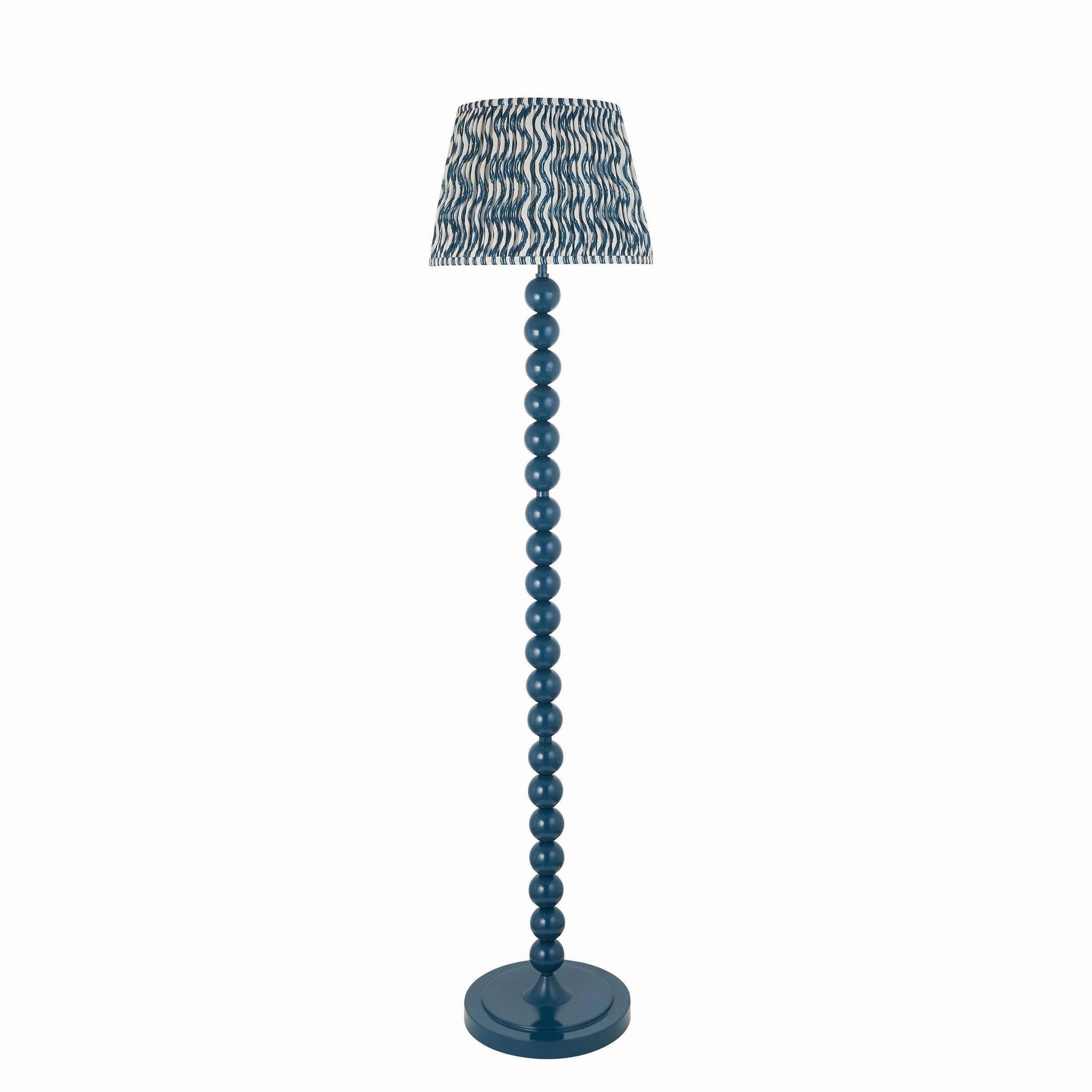 Higgledy Almond White Floor Lamp & Ripple 35cm Marlin Blue Shade