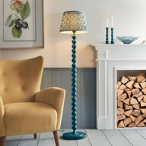 Higgledy Almond White Floor Lamp & Ripple 35cm Marlin Blue Shade creative lampshade design