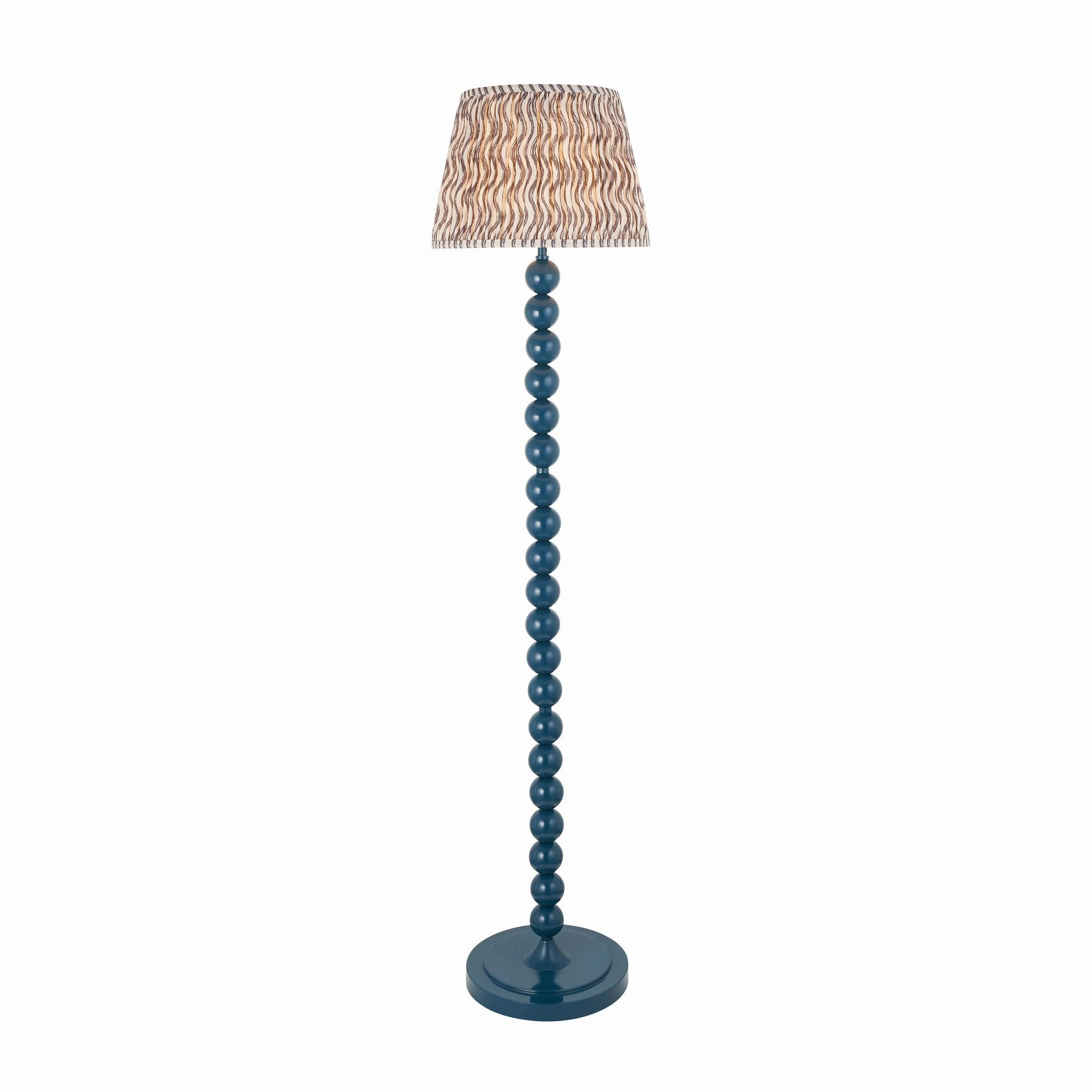 Higgledy Almond White Floor Lamp & Ripple 35cm Pearl Grey Shade