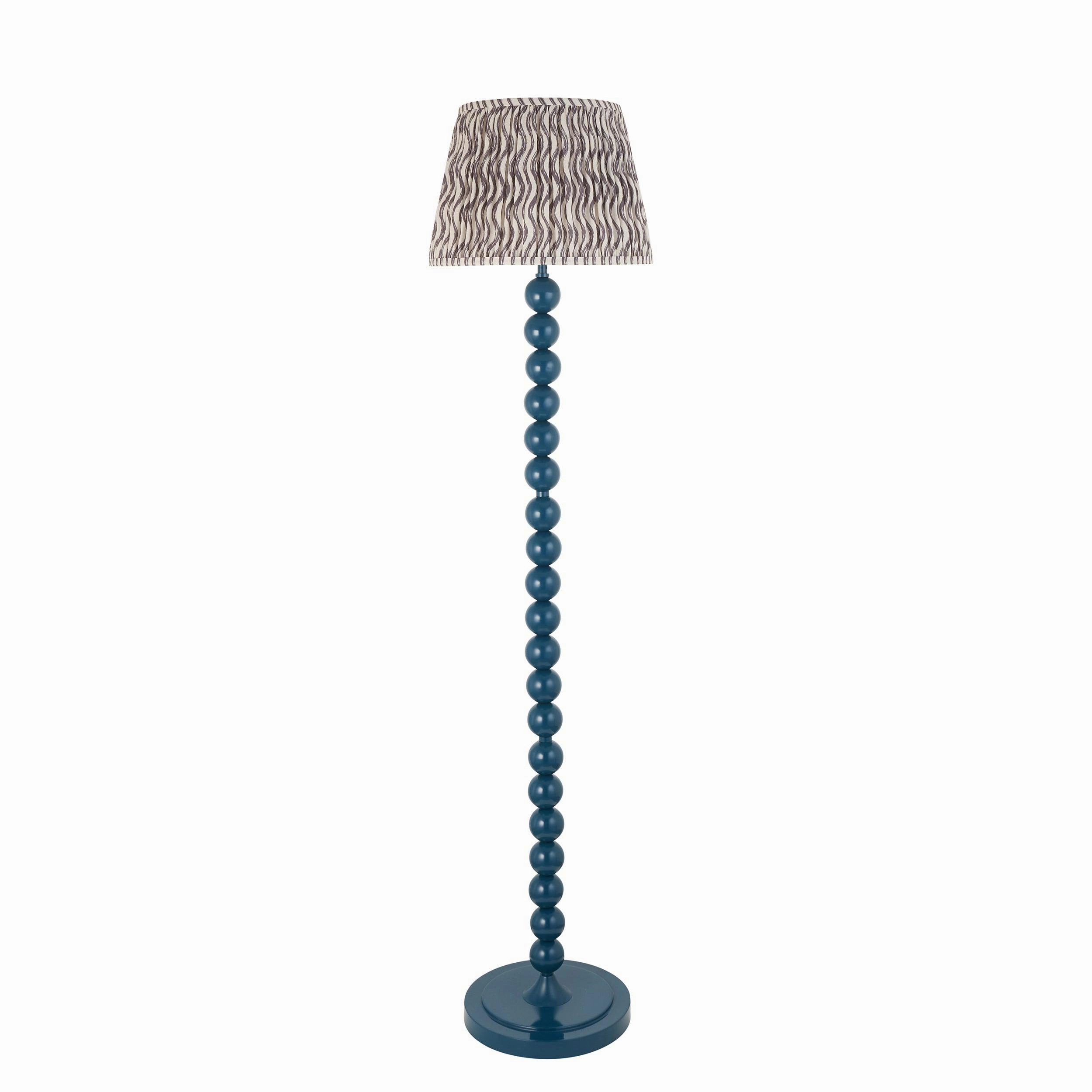 Higgledy Almond White Floor Lamp & Ripple 35cm Pearl Grey Shade