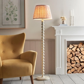 Higgledy Almond White Floor Lamp & Ripple 40cm Coral Pink Shade creative lampshade design