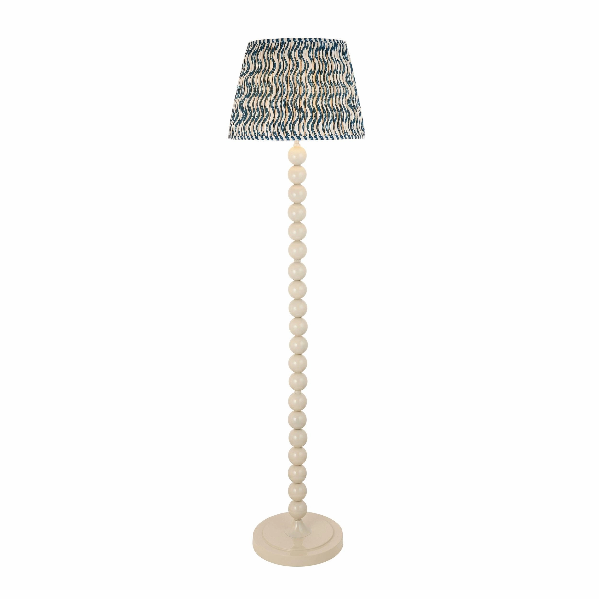 Higgledy Almond White Floor Lamp & Ripple 40cm Marlin Blue Shade