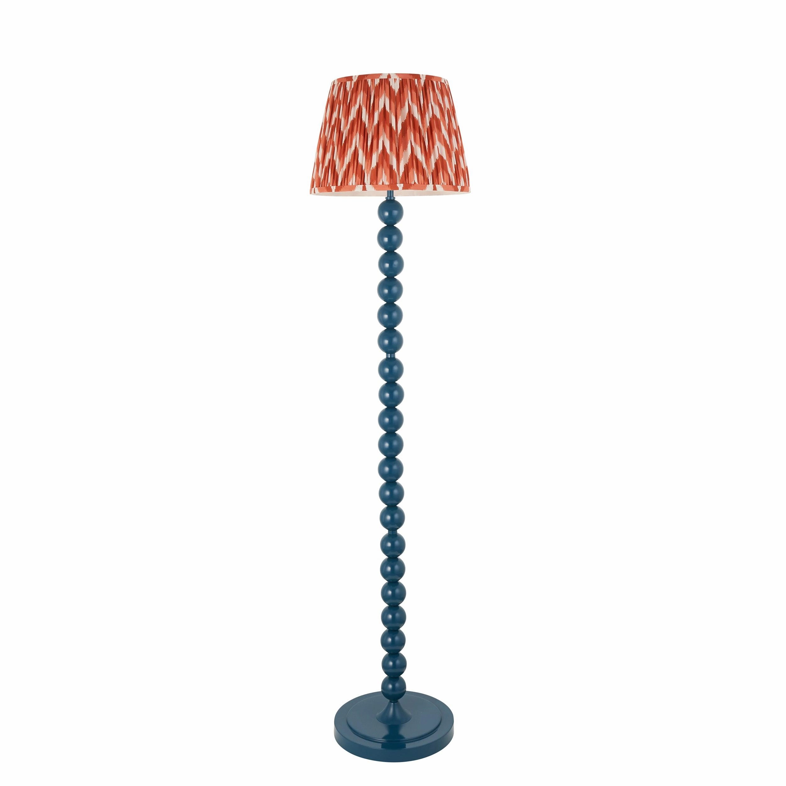 Higgledy Almond White Floor Lamp & Zigzag 35cm Apricot Orange Shade