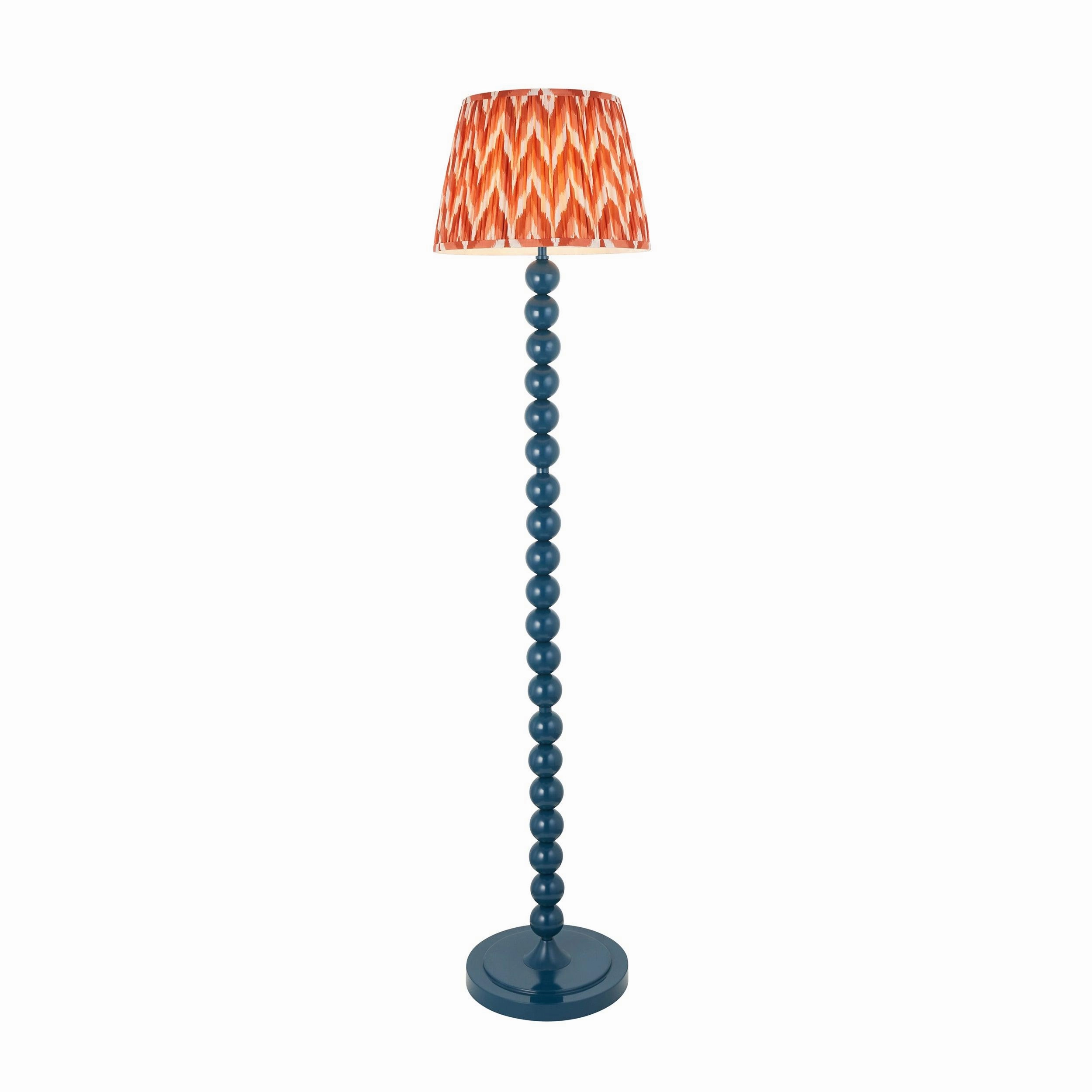 Higgledy Almond White Floor Lamp & Zigzag 35cm Apricot Orange Shade