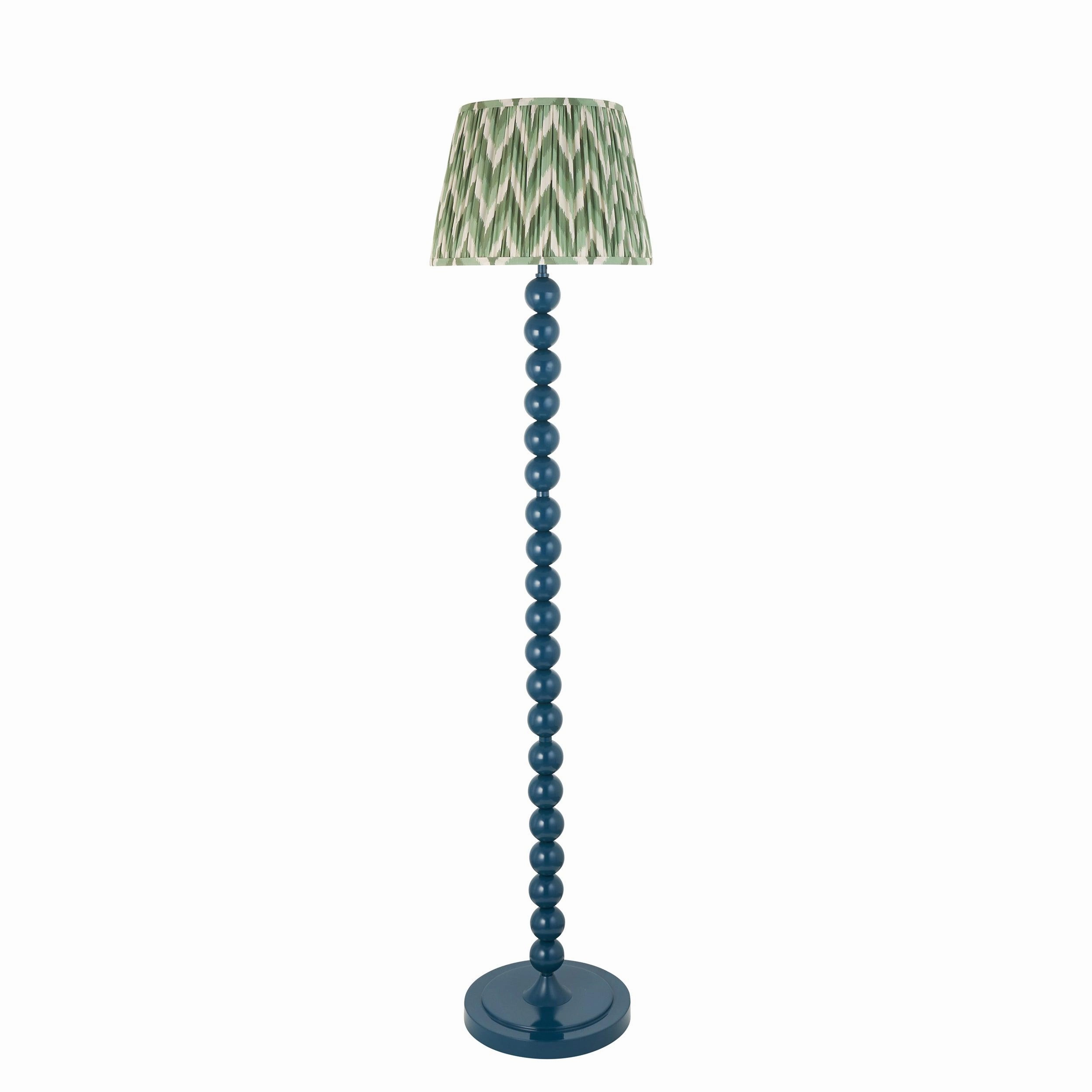 Higgledy Almond White Floor Lamp & Zigzag 35cm Cotswold Green Shade