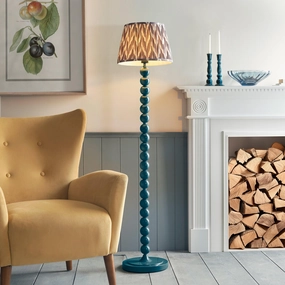Higgledy Almond White Floor Lamp & Zigzag 35cm Pearl Grey Shade creative lampshade design