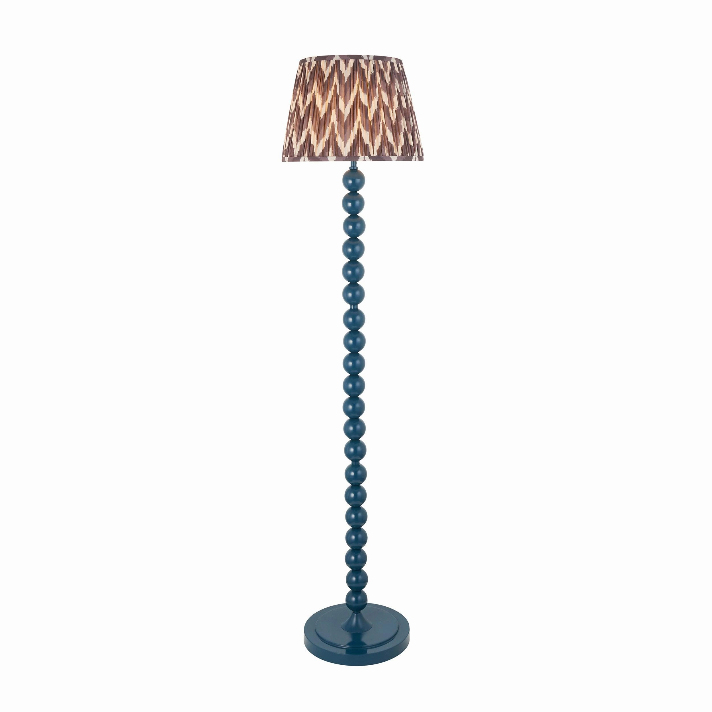 Higgledy Almond White Floor Lamp & Zigzag 35cm Pearl Grey Shade