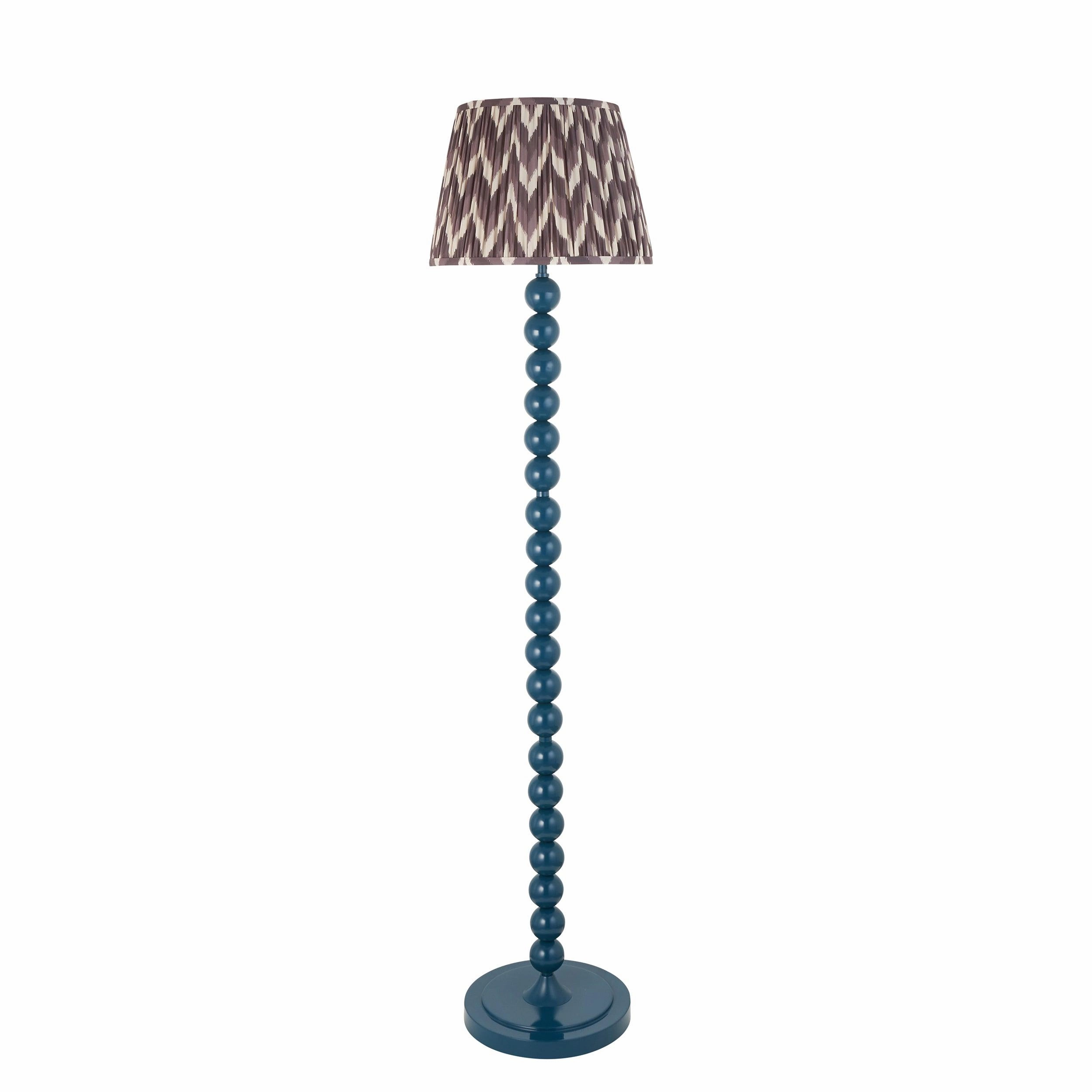 Higgledy Almond White Floor Lamp & Zigzag 35cm Pearl Grey Shade