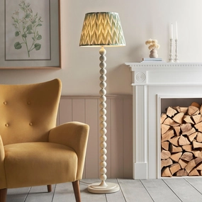Higgledy Almond White Floor Lamp & Zigzag 40cm Cotswold Green Shade creative lampshade design