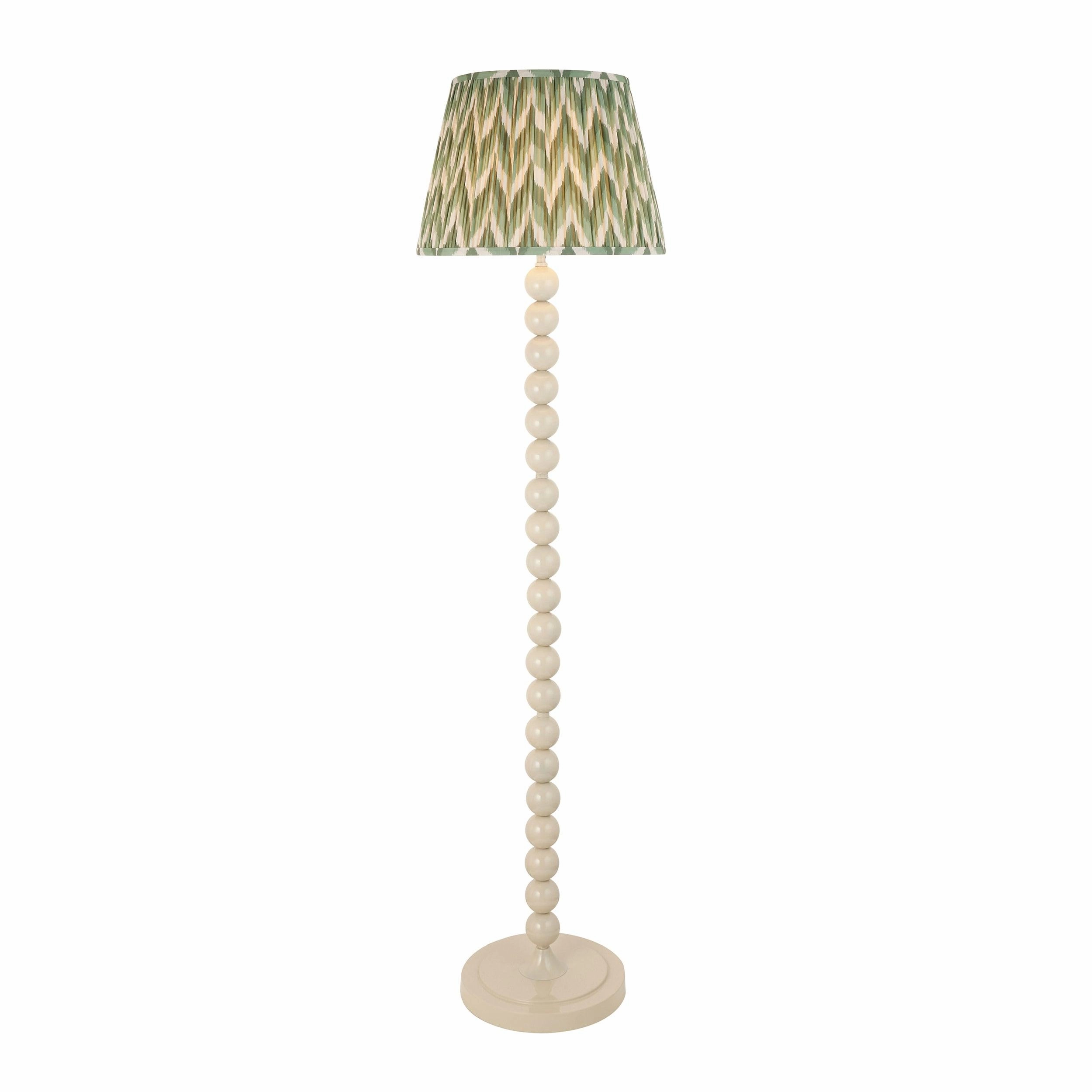 Higgledy Almond White Floor Lamp & Zigzag 40cm Cotswold Green Shade
