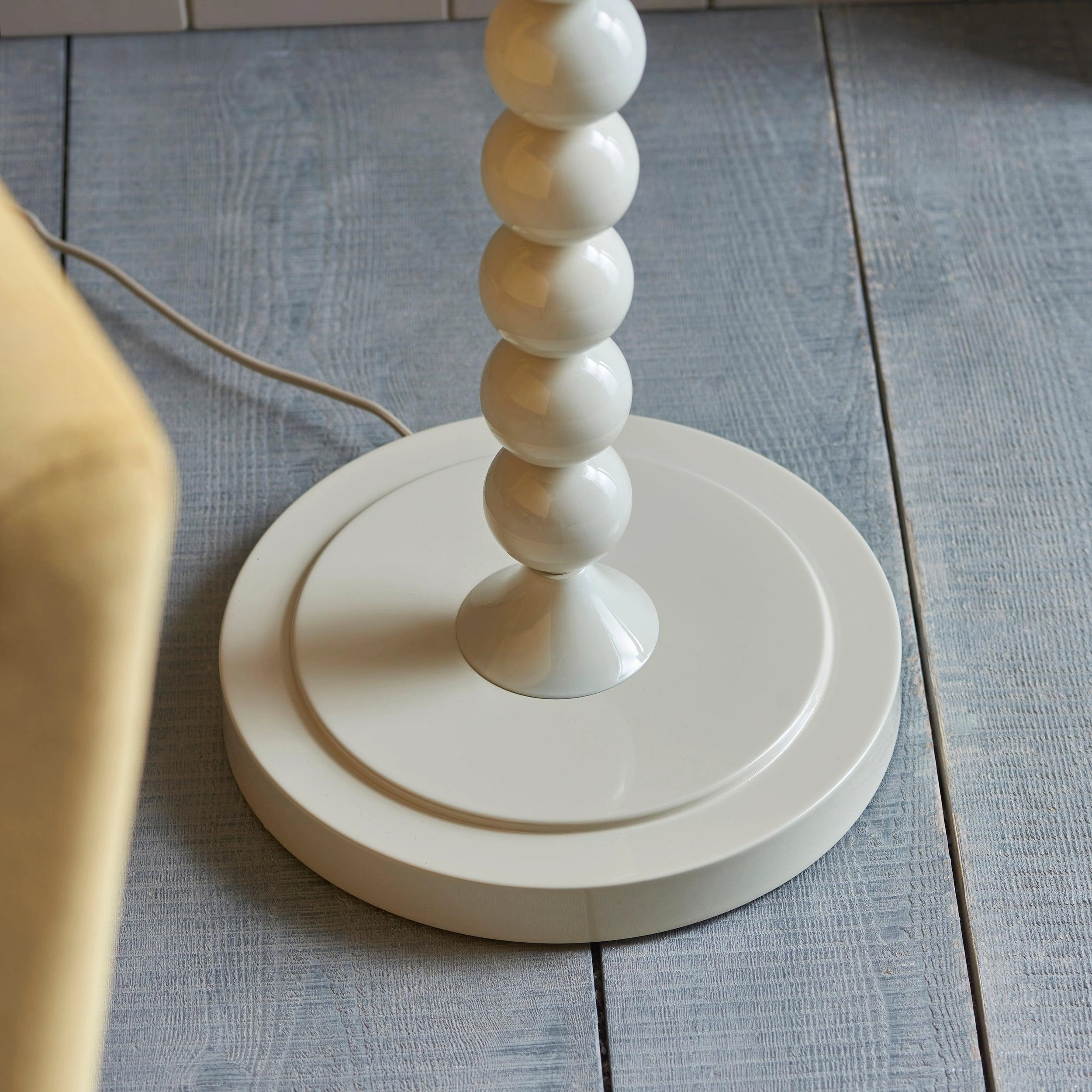 Higgledy Almond White Floor Lamp & Zigzag 40cm Pearl Grey Shade
