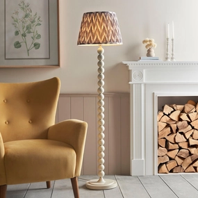 Higgledy Almond White Floor Lamp & Zigzag 40cm Pearl Grey Shade creative lampshade design