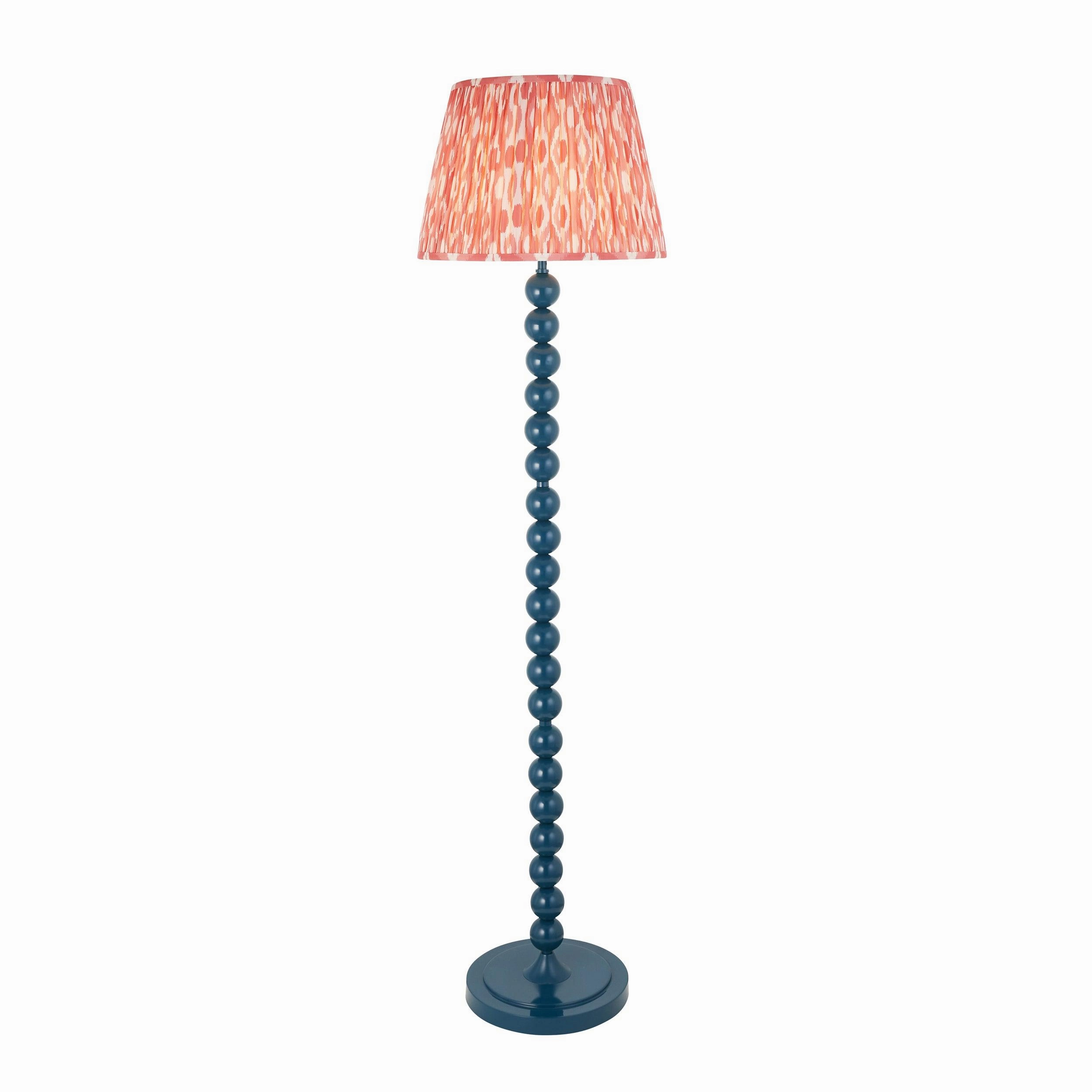 Higgledy Blue Floor Lamp & Ikat 40cm Coral Pink Shade