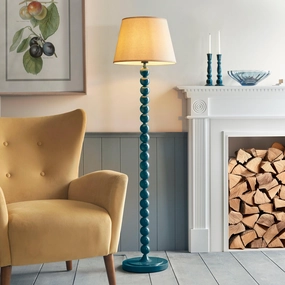 Higgledy Blue Floor Lamp & Ivy 40cm Vintage White Shade creative lampshade design