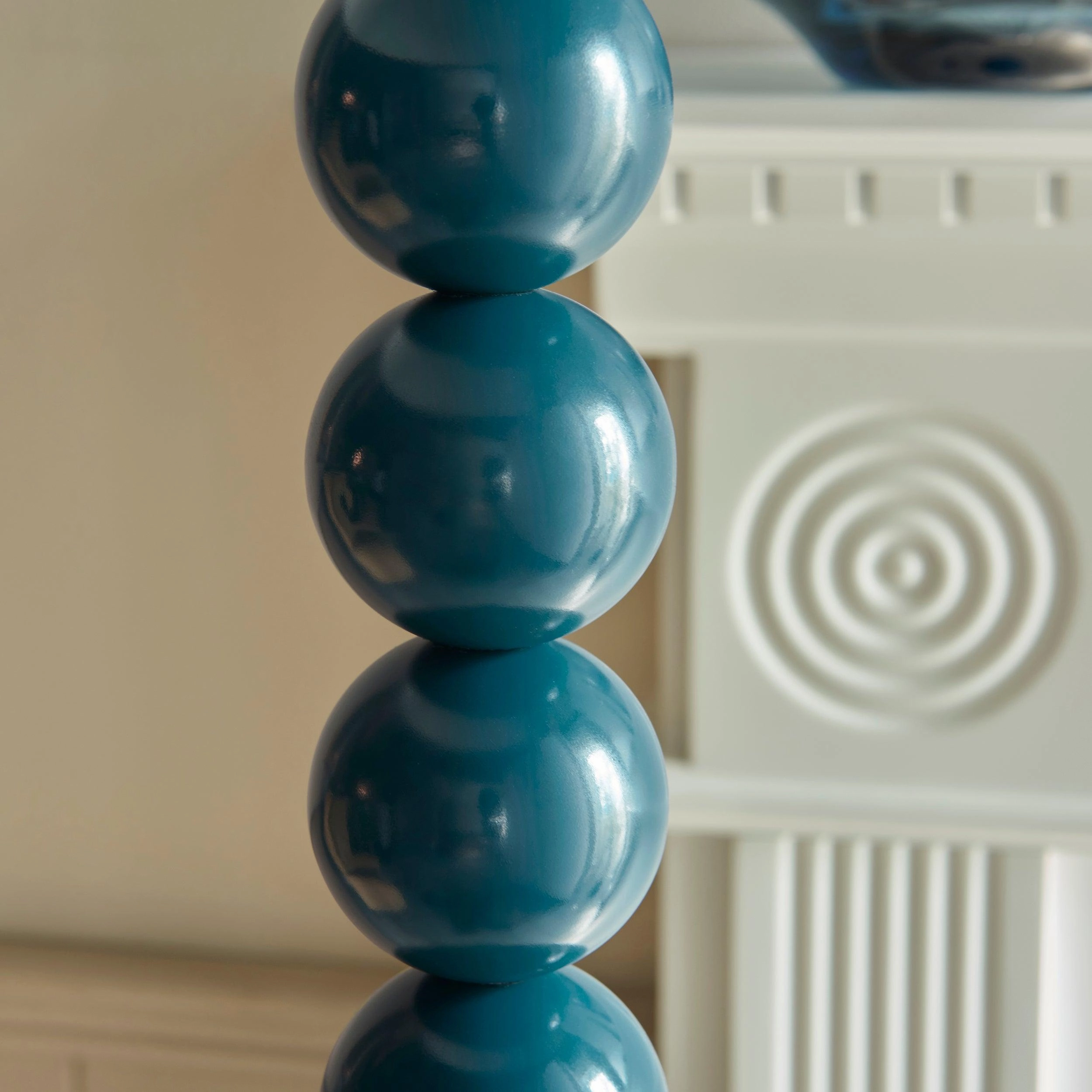 Higgledy Blue Floor Lamp & Leaf 40cm Pearl Grey Shade