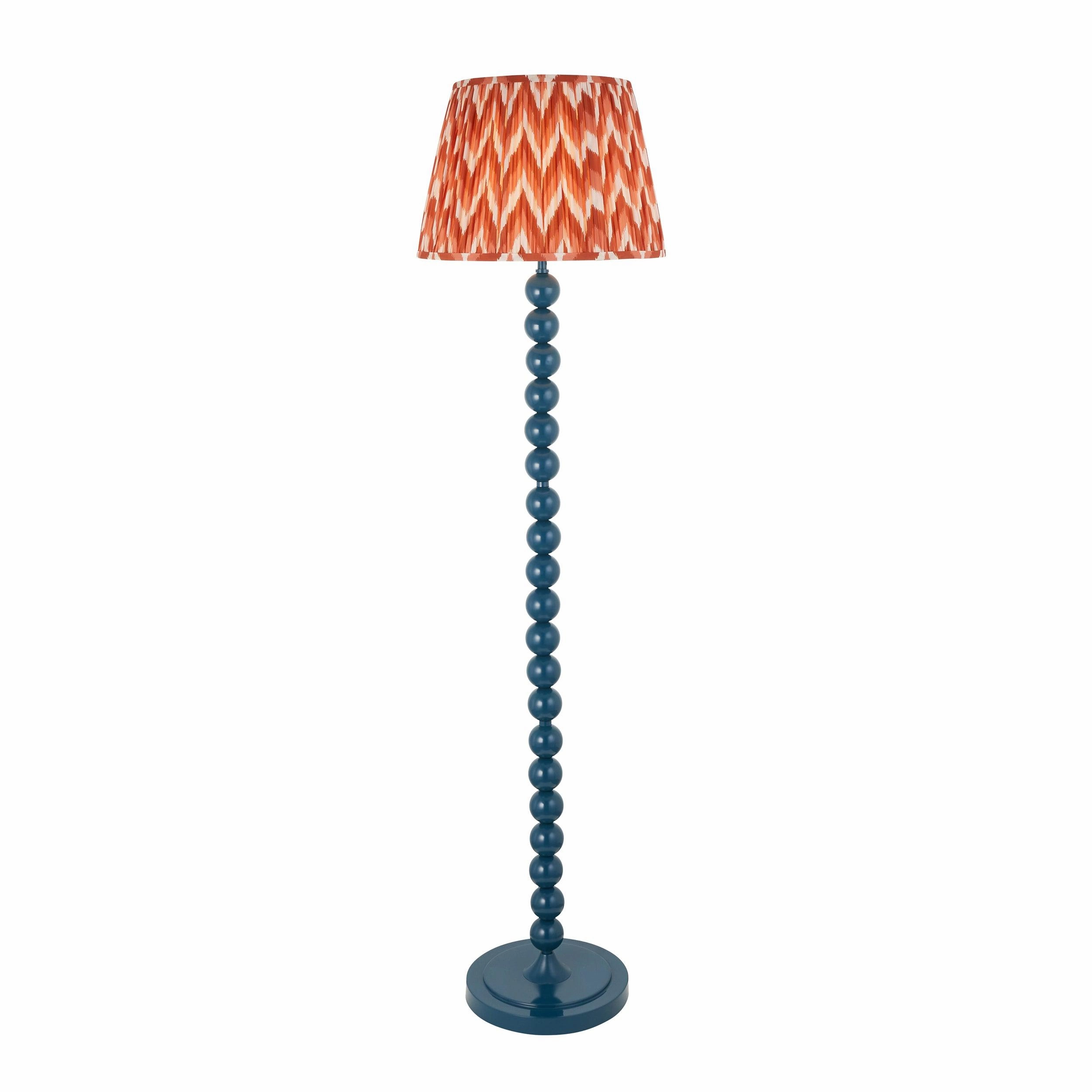 Higgledy Blue Floor Lamp & Zigzag 40cm Apricot Orange Shade