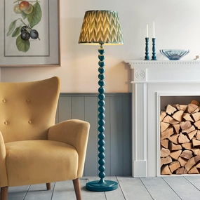 Higgledy Blue Floor Lamp & Zigzag 40cm Cotswold Green Shade creative lampshade design