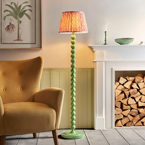 Higgledy Green Floor Lamp & Ikat 35cm Coral Pink Shade creative lampshade design