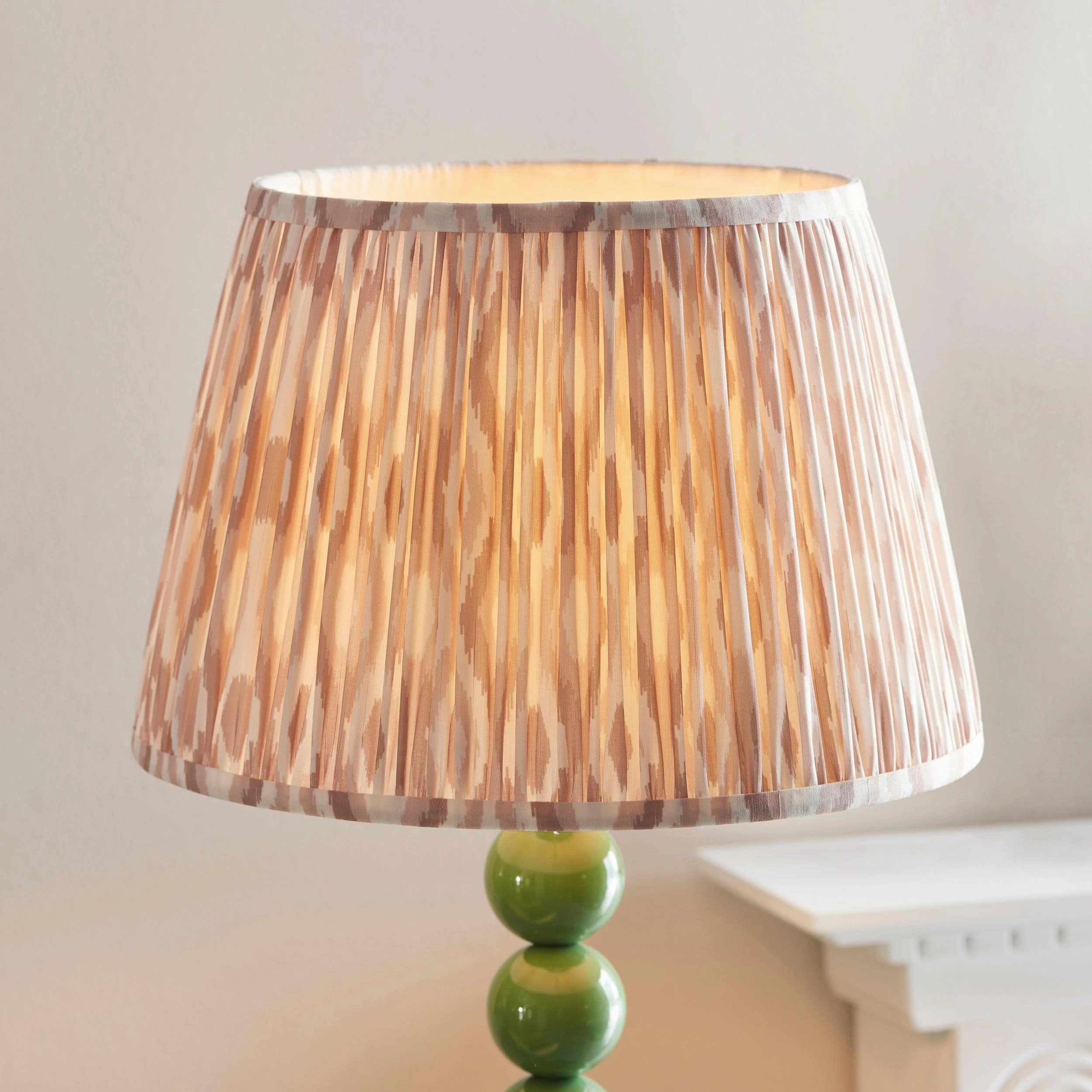 Higgledy Green Floor Lamp & Ikat 35cm Neutral Shade