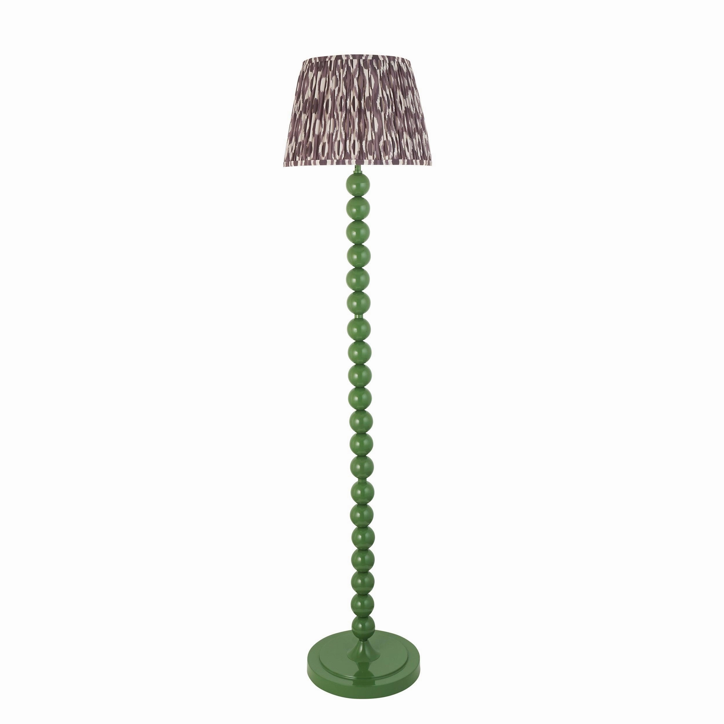 Higgledy Green Floor Lamp & Ikat 35cm Pearl Grey Shade