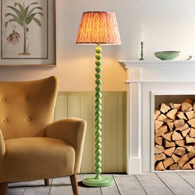 Higgledy Green Floor Lamp & Ikat 40cm Coral Pink Shade creative lampshade design