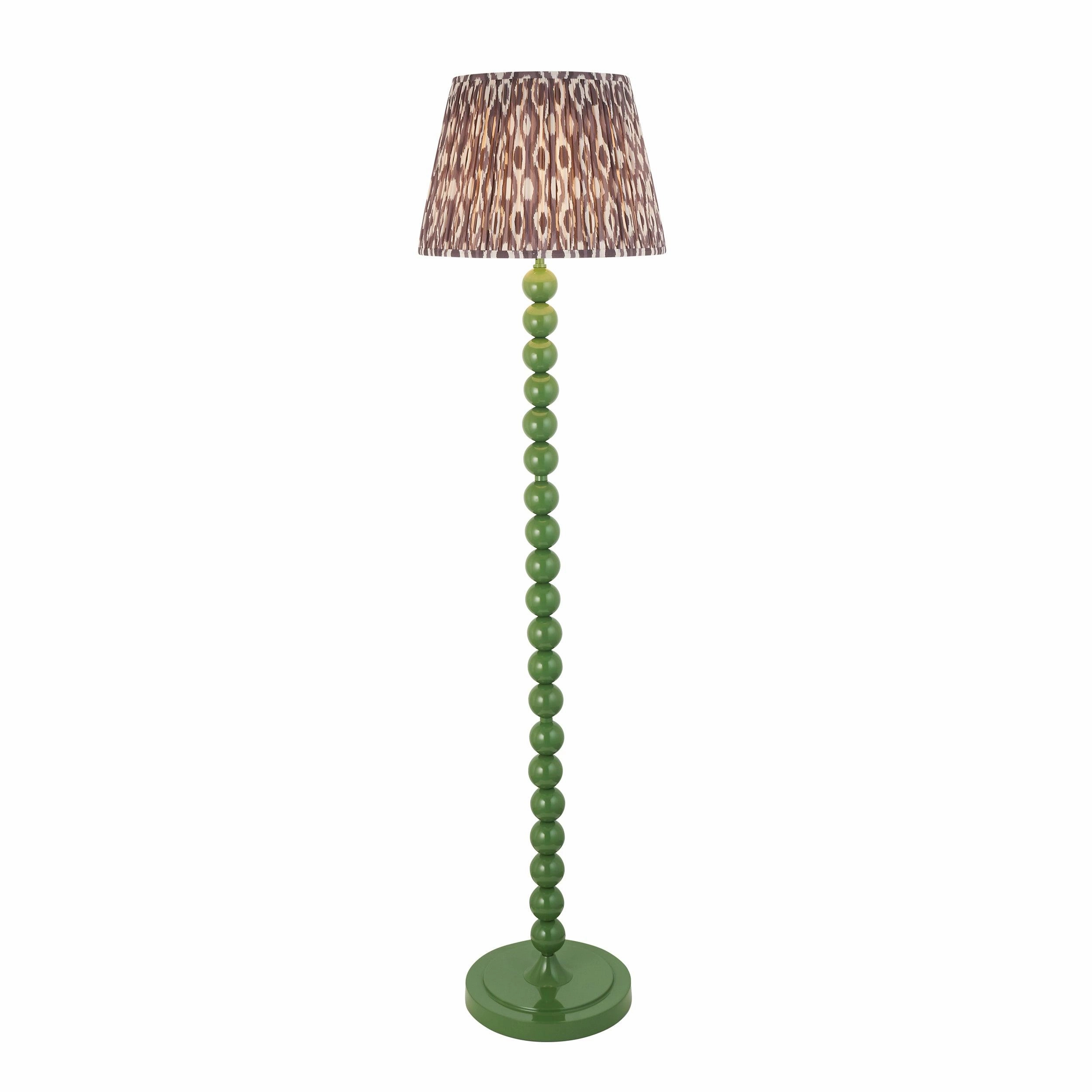 Higgledy Green Floor Lamp & Ikat 40cm Pearl Grey Shade